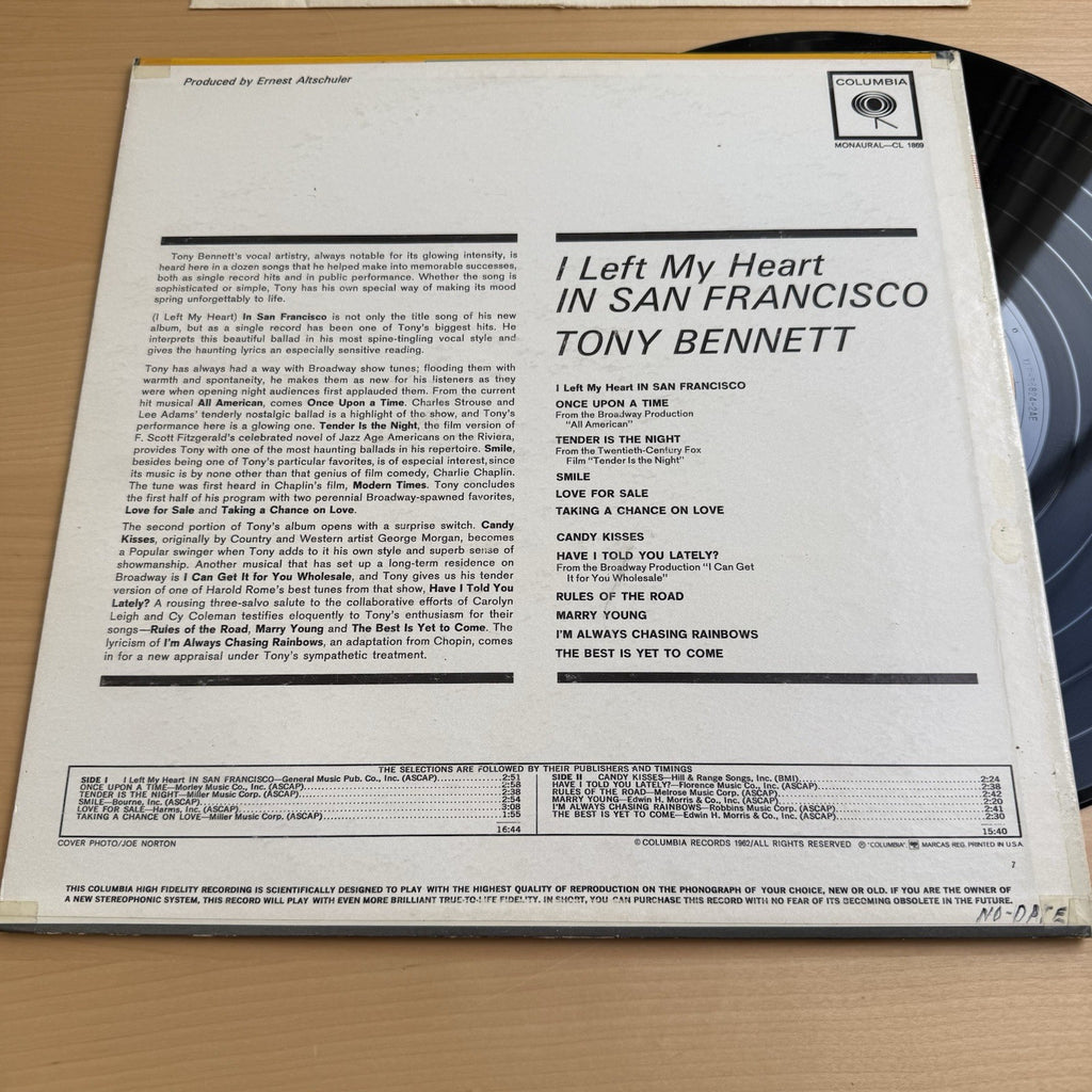 1962 Tony Bennett I Left My Heart in San Francisco Vintage US Press VG+