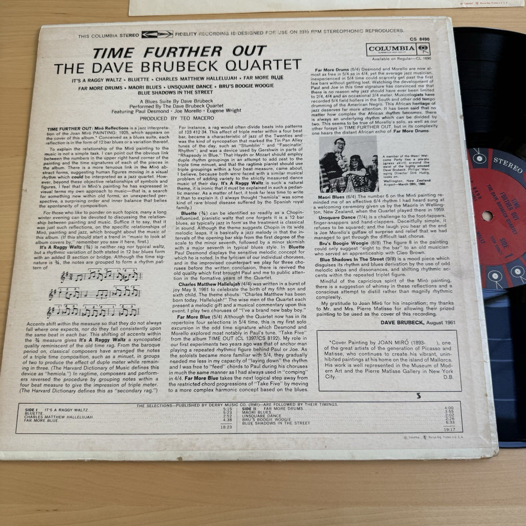 The Dave Brubeck Quartet Time Further Out 1961 Columbia 6-Eye + OG Sleeve!