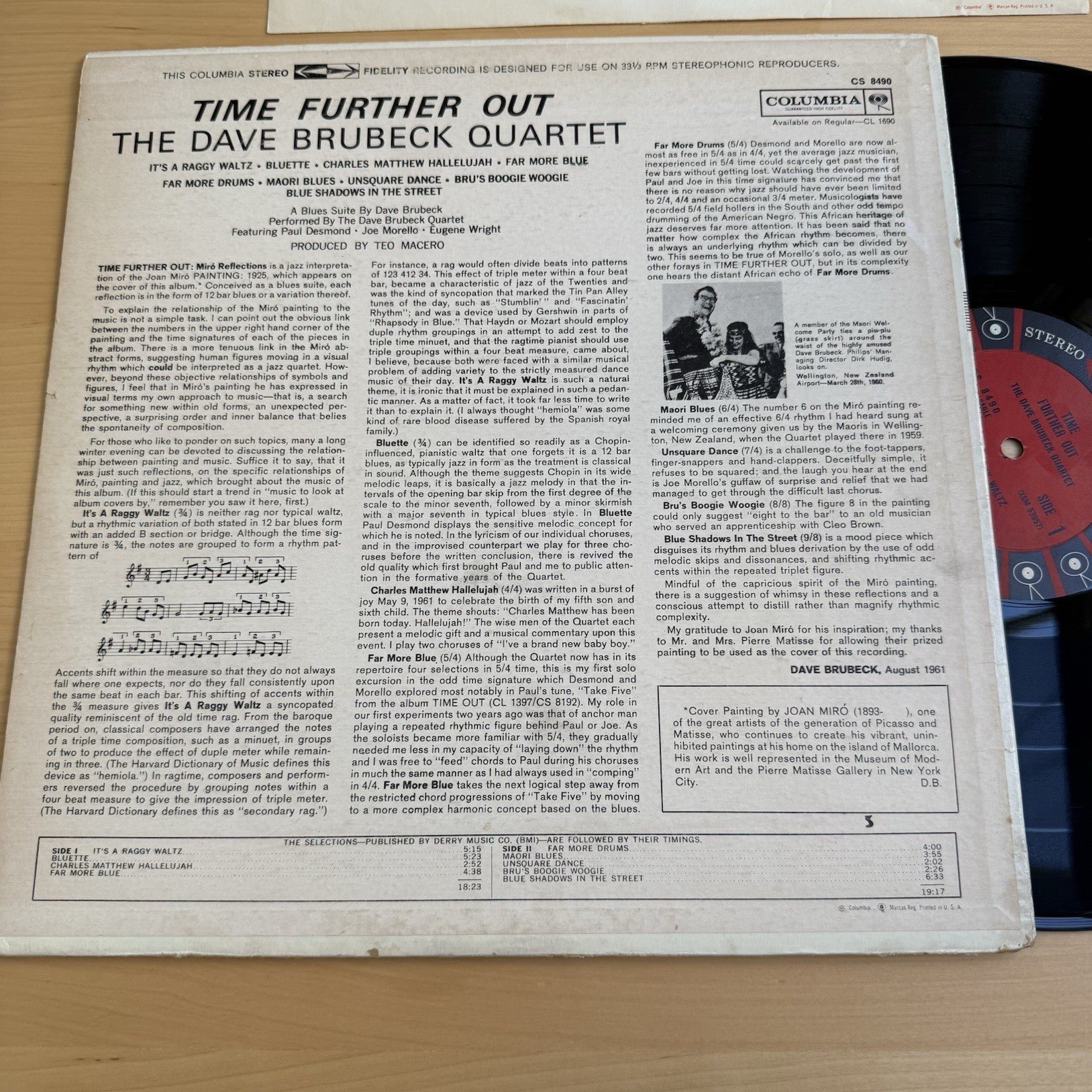 The Dave Brubeck Quartet Time Further Out 1961 Columbia 6-Eye + OG Sleeve!