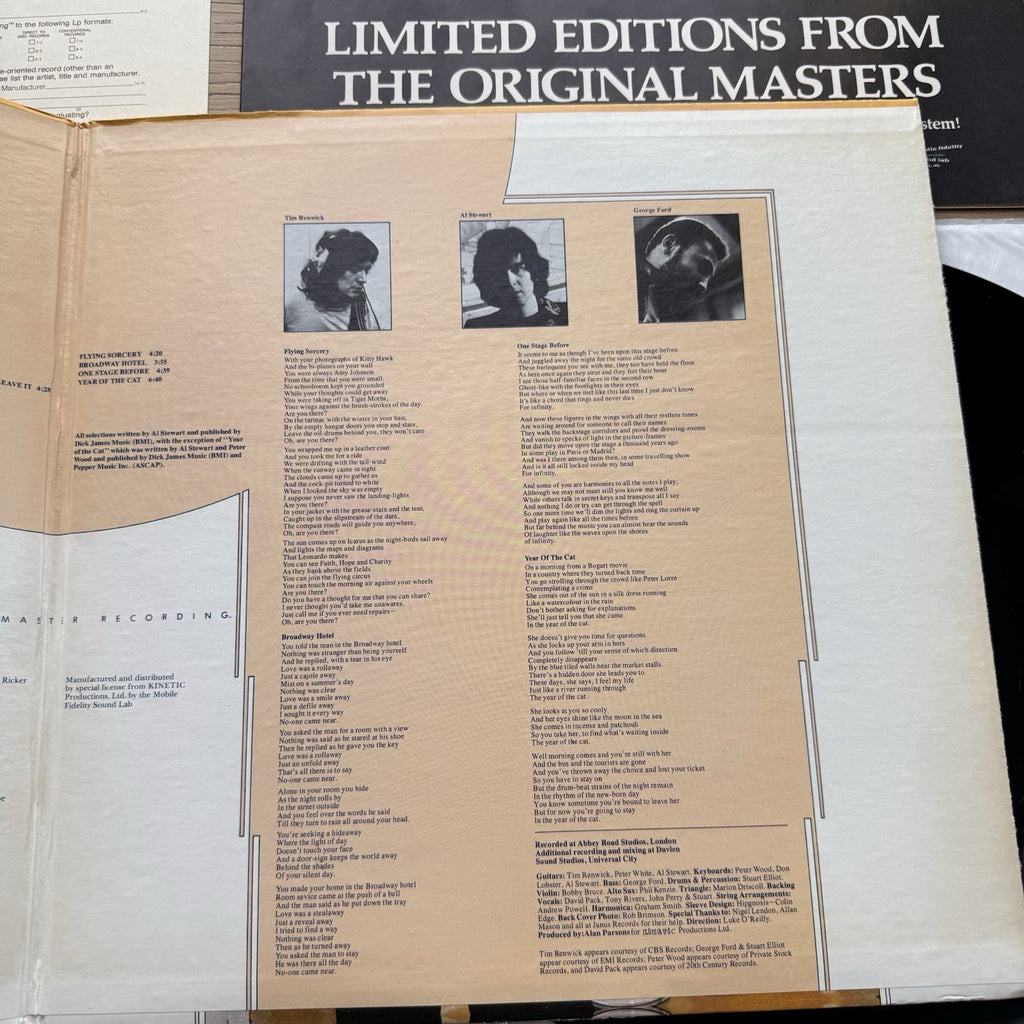 Al Stewart Year Of The Cat Original Masters Recording 1976 Complete EX/EX