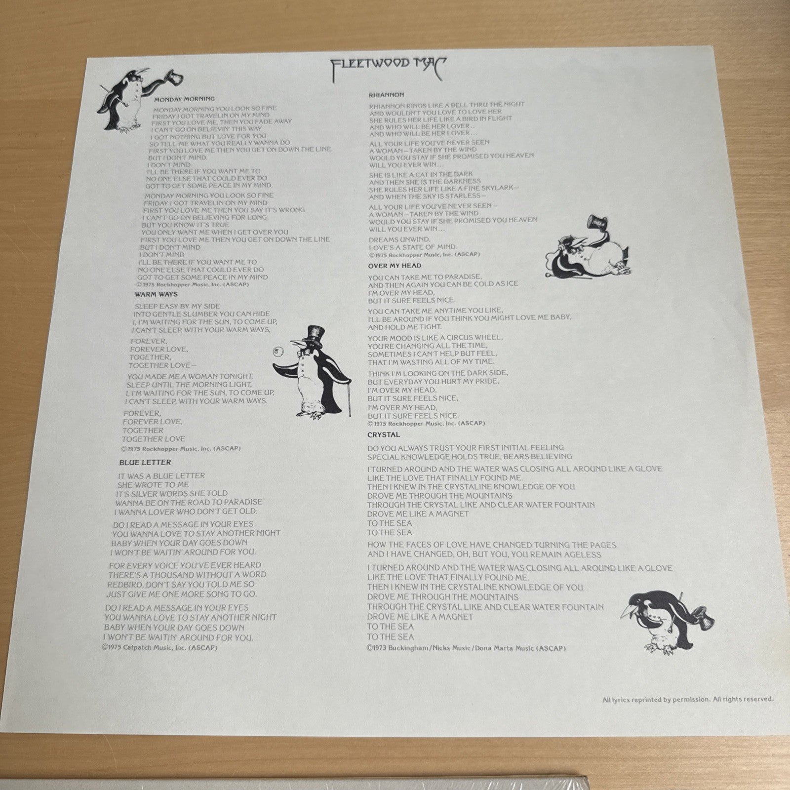 1975 Fleetwood Mac Self Titled LP Original US Press In Shrink + Lyric Insert VG+