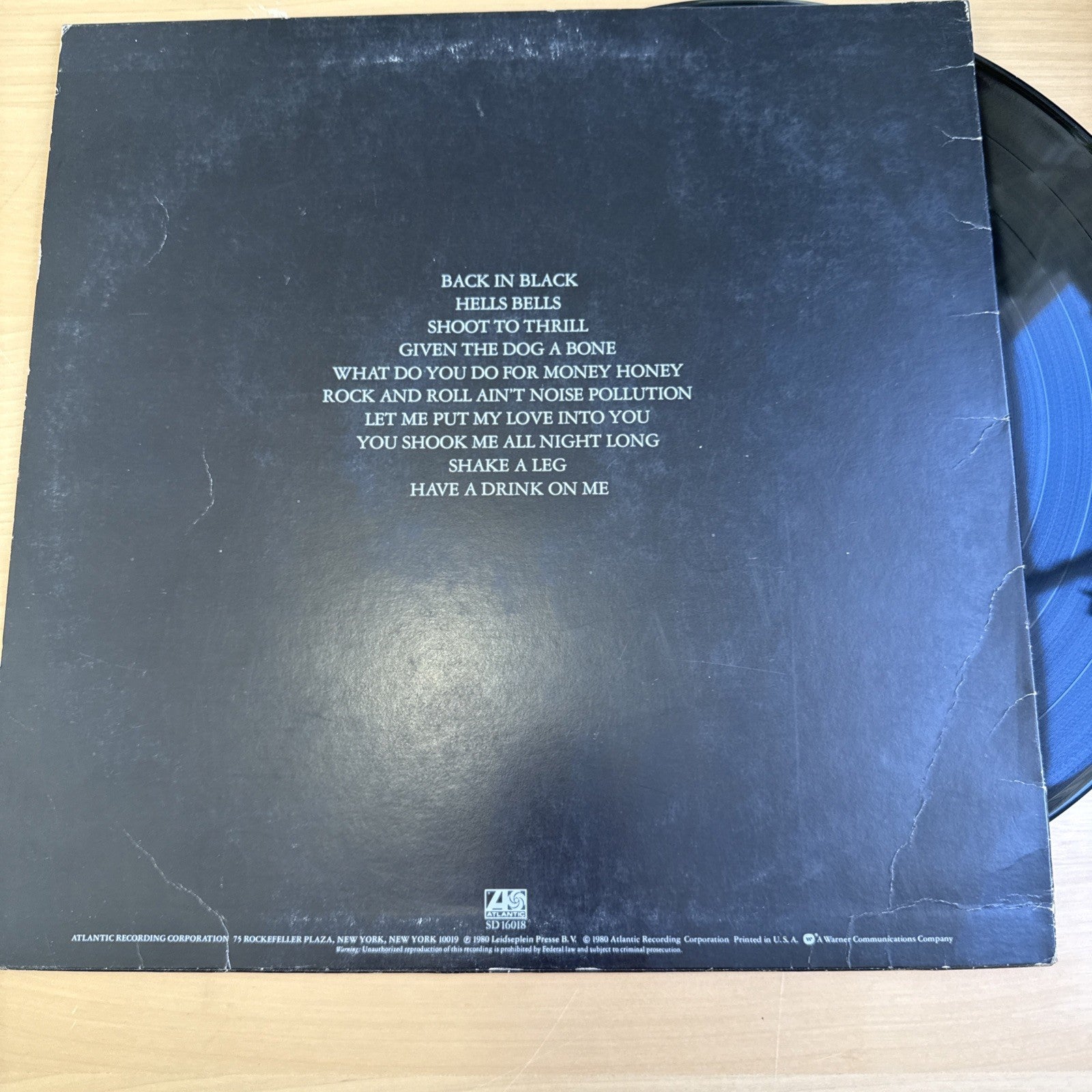 AC/DC BACK IN BLACK 1980s US Pressing Complete W/ OG Sleeve! Nice VG+ Vinyl LP