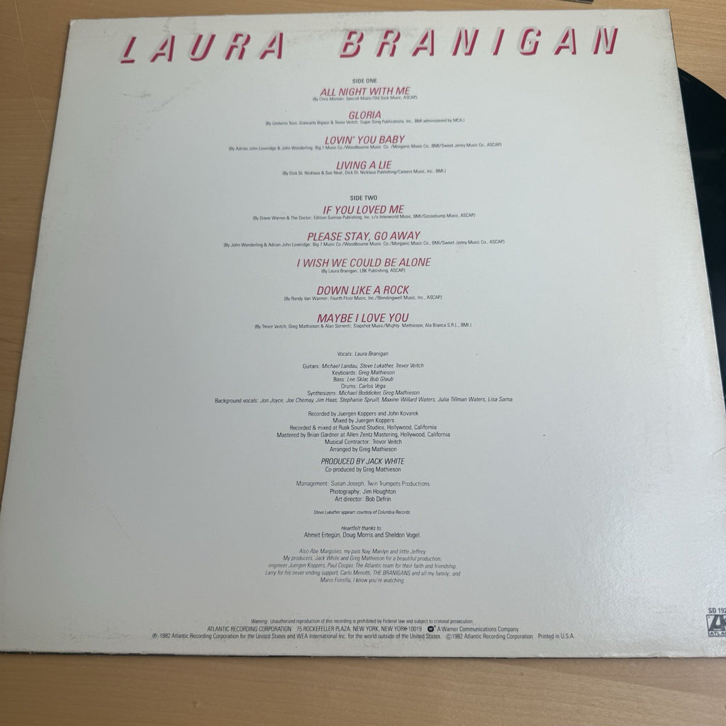 Laura Branigan Branigan LP 1982 Original US Press Complete W/OG Sleeve! EX/EX