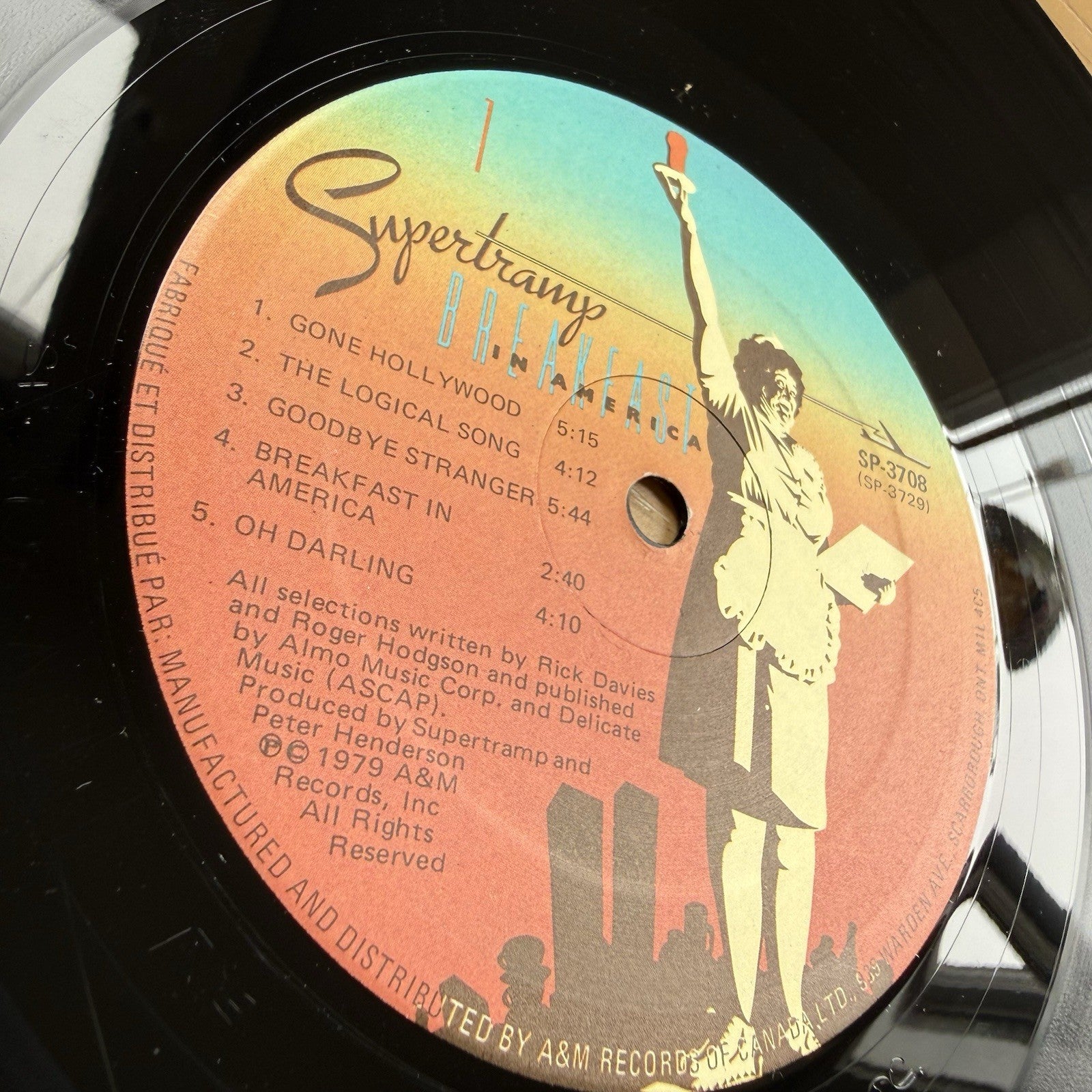 1979 SUPERTRAMP Breakfast In America Vinyl LP A&M + Original Lyric Sleeve VG+