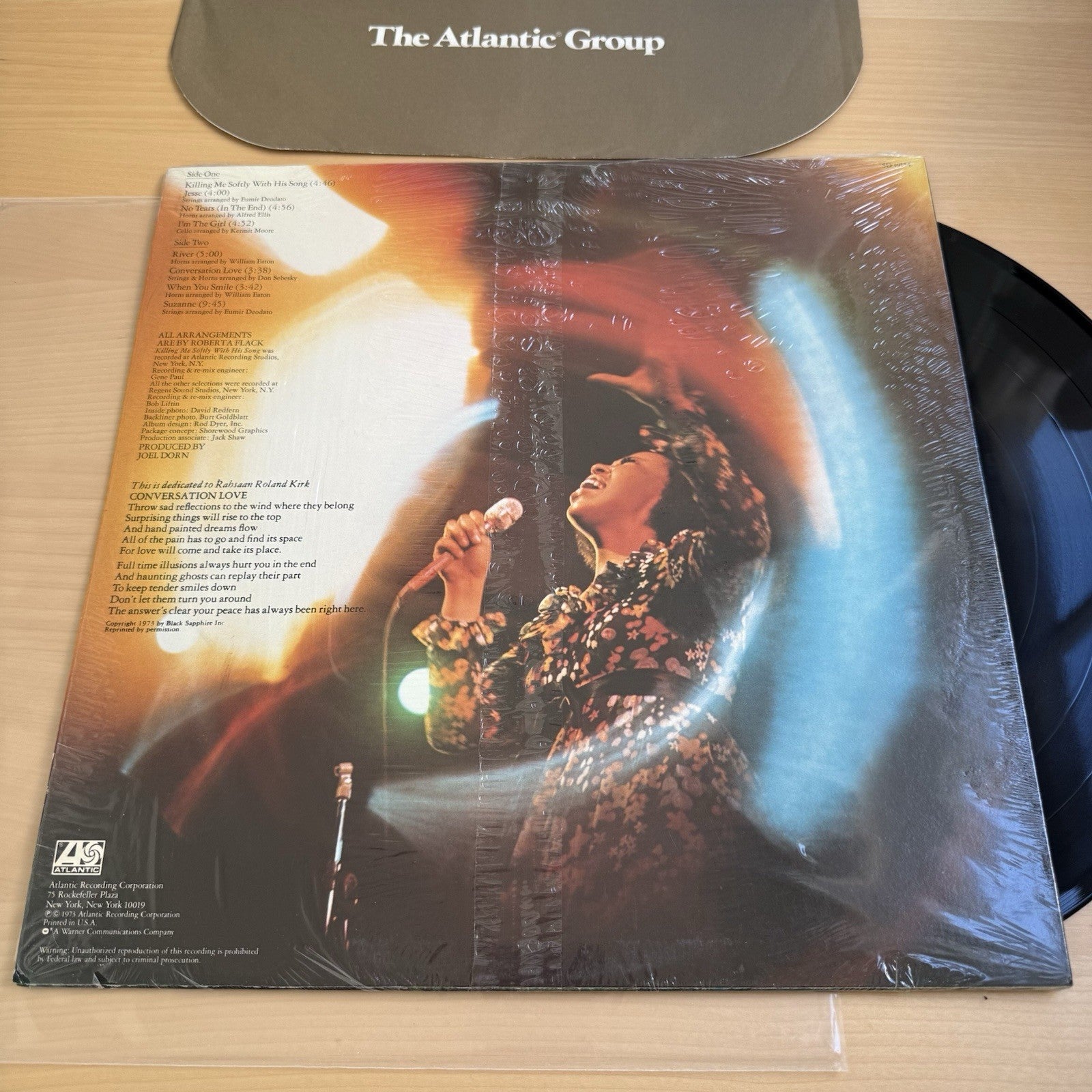 1970s Roberta Flack Killing Me Softly Vinyl LP In Shrink! Complete W/OG Sleeve