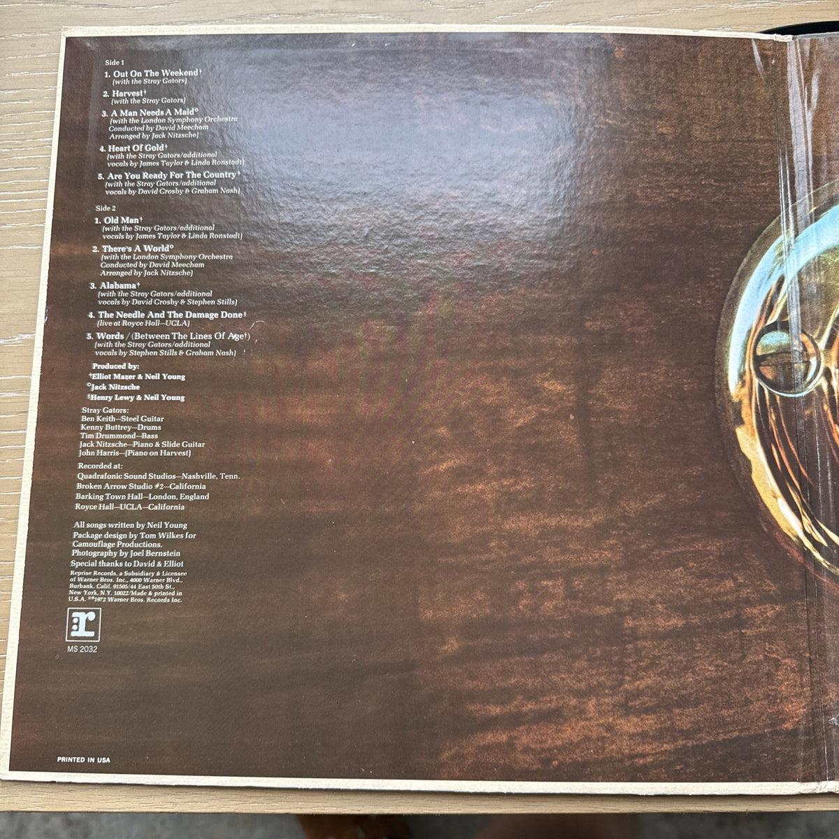 1972 Neil Young Harvest US Pressing + Original Lyric Sleeve! VG+ Reprise