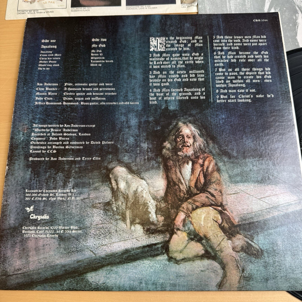 1970s Jethro Tull Aqualung Gatefold LP Chrysalis W/ Original Lyric Insert VG+