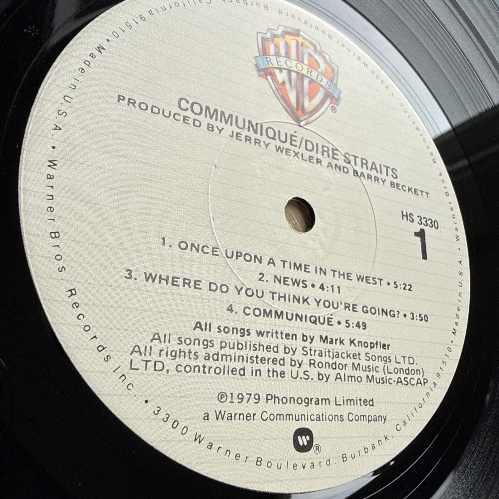 Dire Straits: Communiqué LP Vinyl US Warner Bros. US Pressing 1979 Complete EX