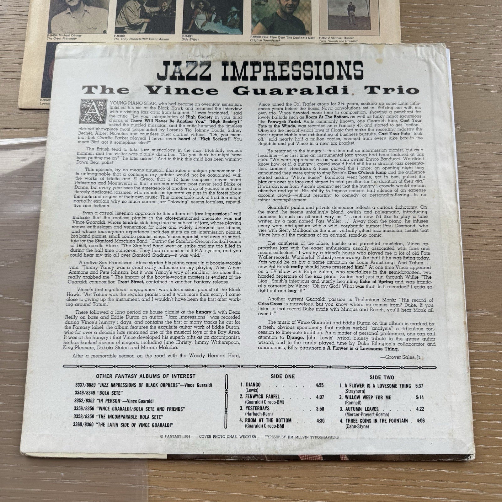 1975 Vince Guaraldi Jazz Impressions US Press LP fantasy W/ Original Sleeve