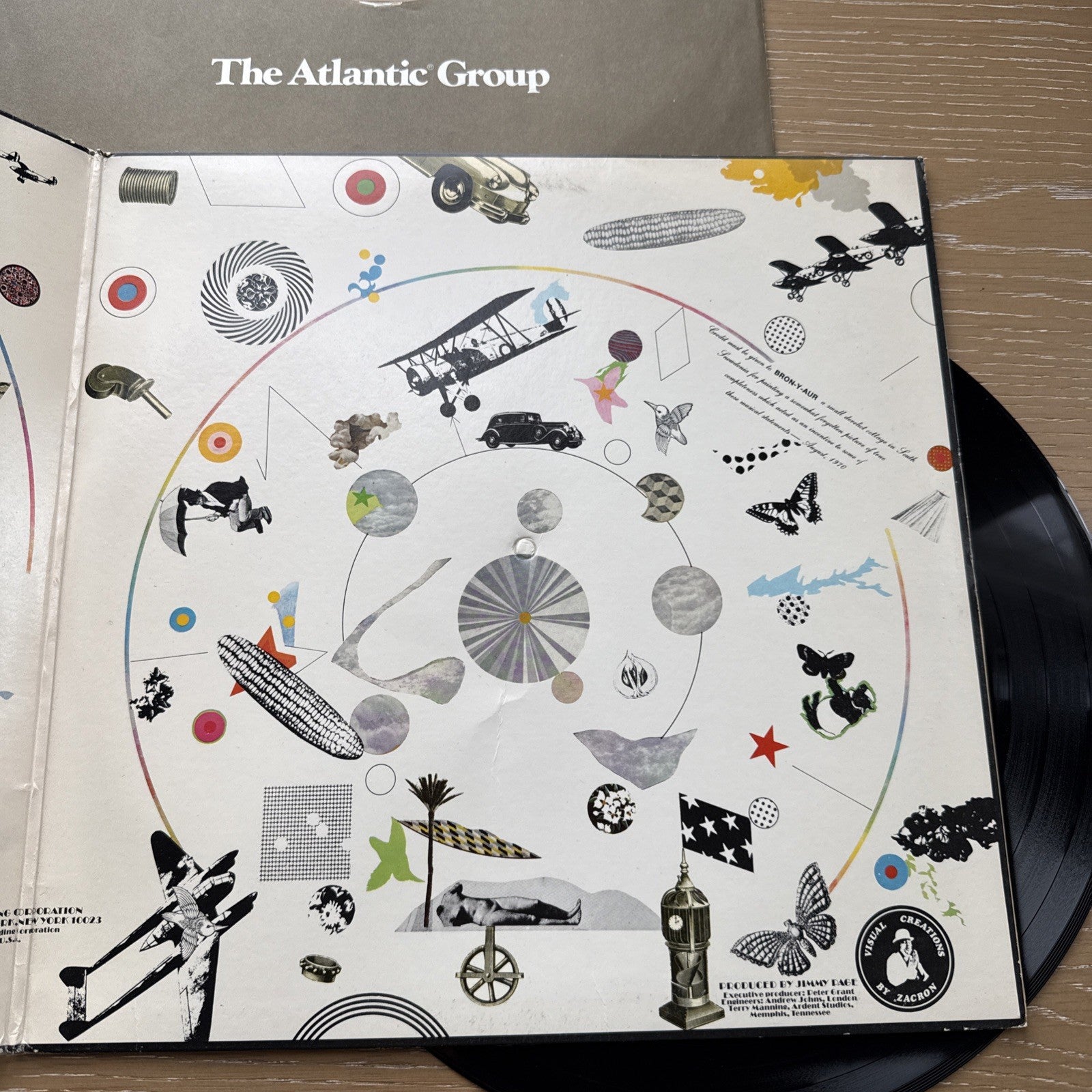 LED ZEPPELIN III 1970s US Monarch Press + Sticker Working Wheel +OG Sleeve VG+