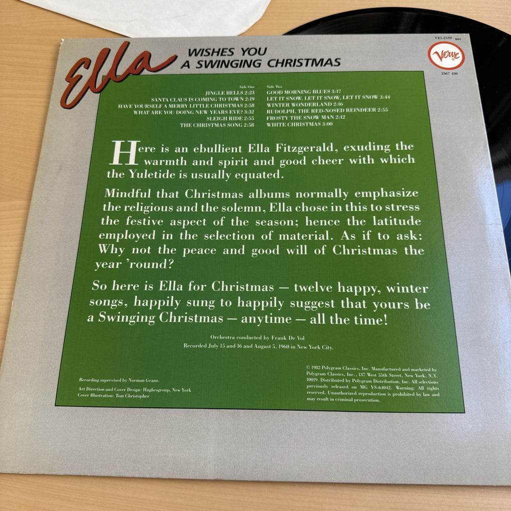 1980s Ella Fitzgerald Wishes You a Swinging Christmas LP Verve US Pressing! VG+