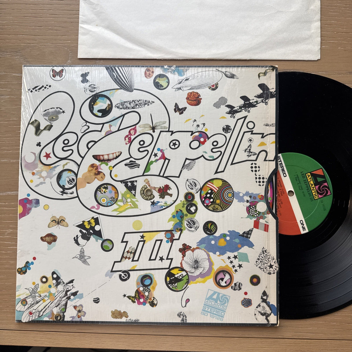1970s Led Zeppelin III US Press In Shrink Vinyl Working Spinning Wheel VG+