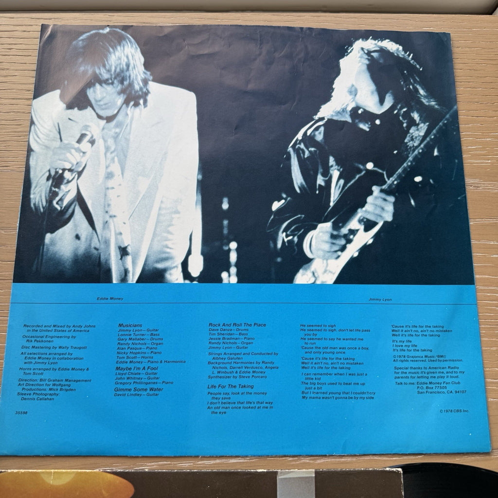 Eddie Money Life For The Taking Vinyl LP (1978) Record Album VG+/VG+ Complete