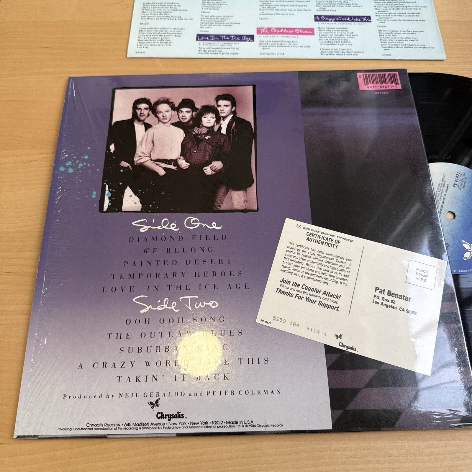 PAT BENATAR Tropico In Shrink! + Rare Fan Club Insert Vinyl W/OG Sleeve Hype EX