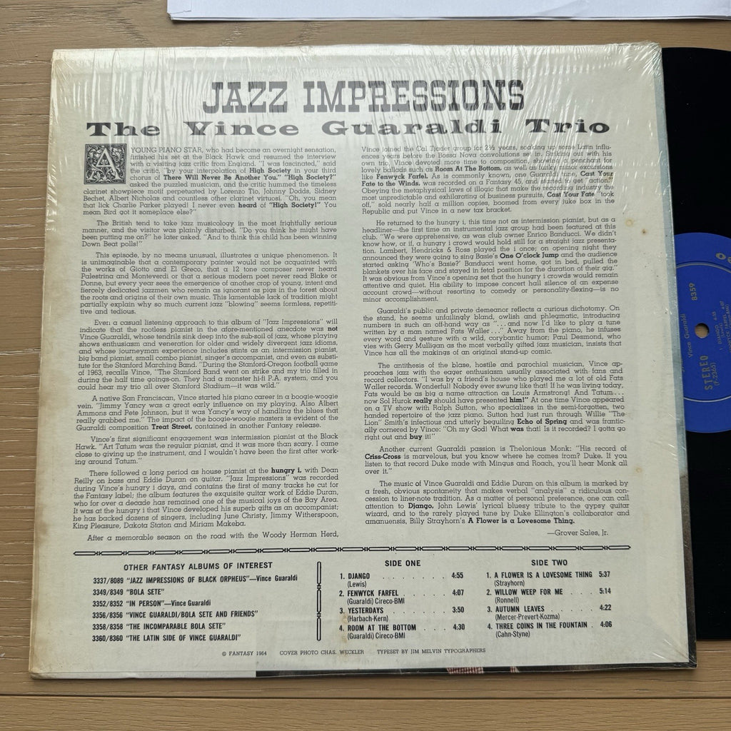 1964 Vince Guaraldi Jazz Impressions OG US Press In Shrink LP Vinyl fantasy VG+