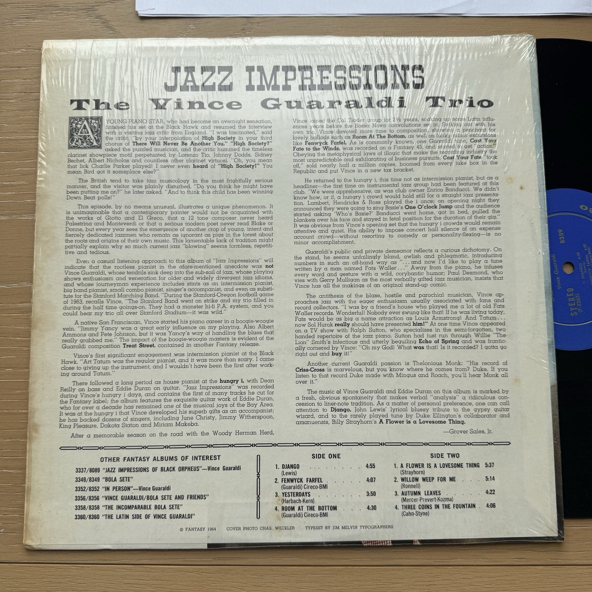 1964 Vince Guaraldi Jazz Impressions OG US Press In Shrink LP Vinyl fantasy VG+