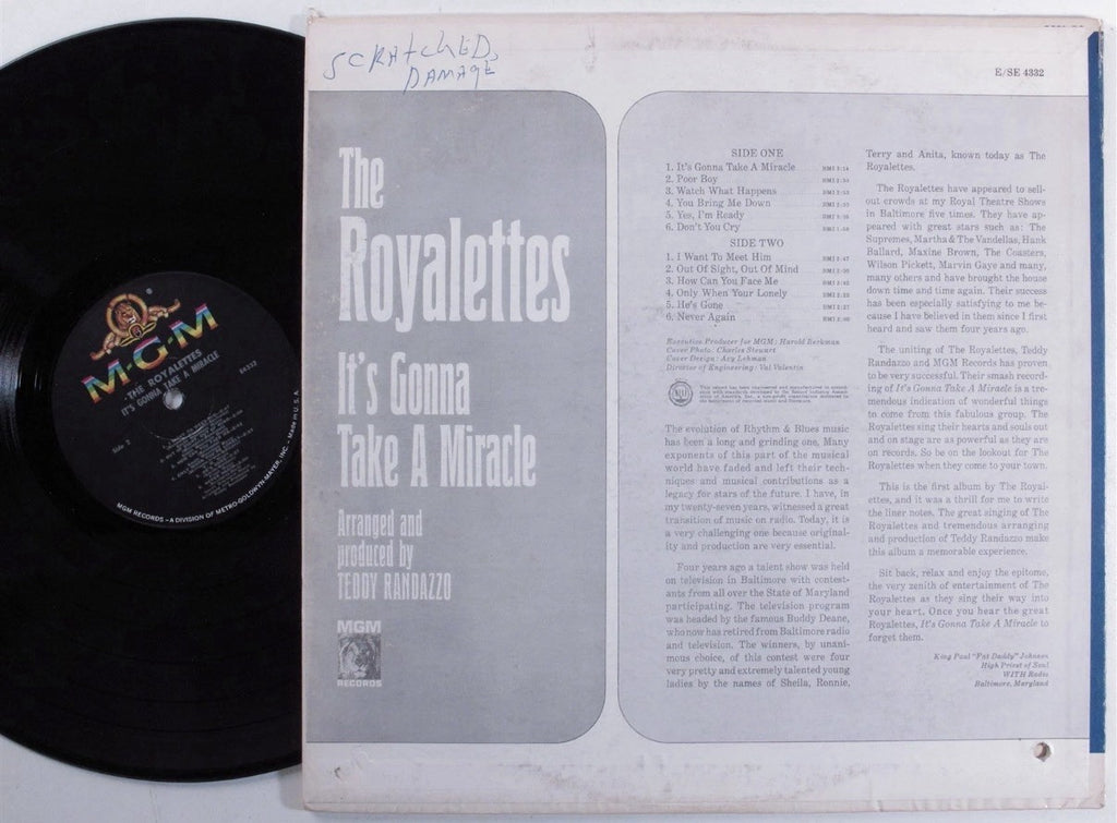 ROYALETTES It's Gonna Take A Miracle MGM LP Original US mono Pressing