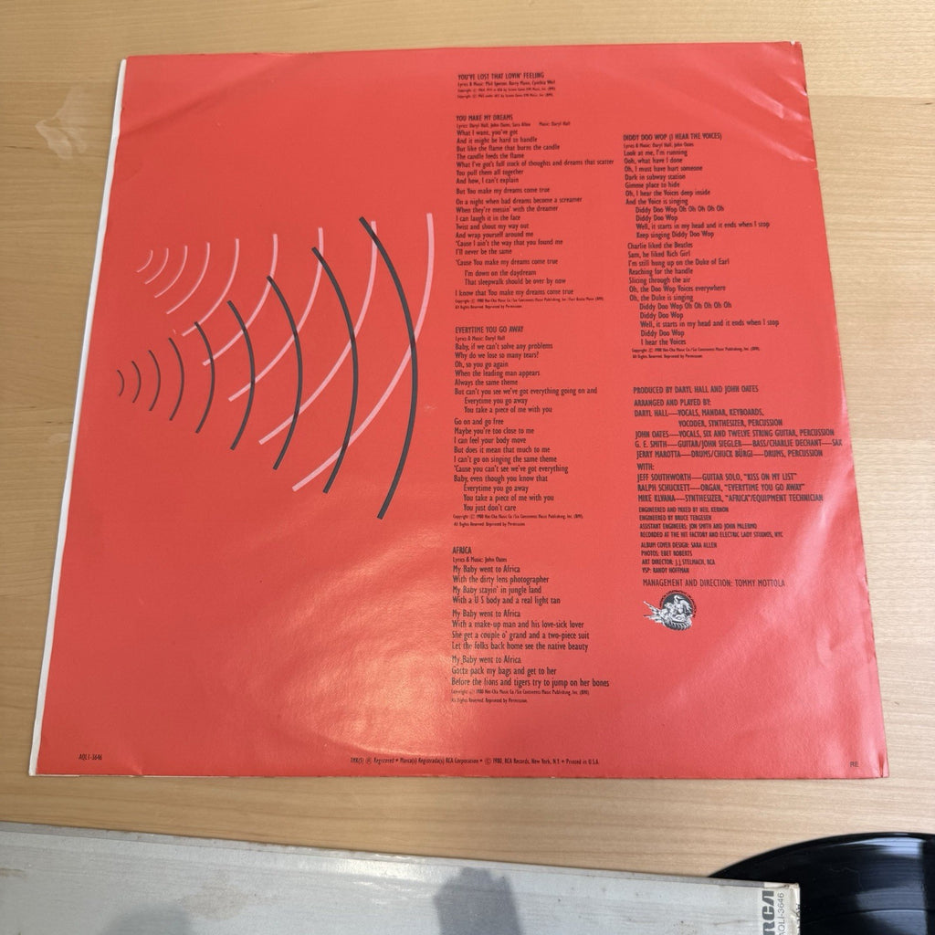 1980 Daryl Hall & John Oates voices original vinyl lp lyric sleeve! US Press!