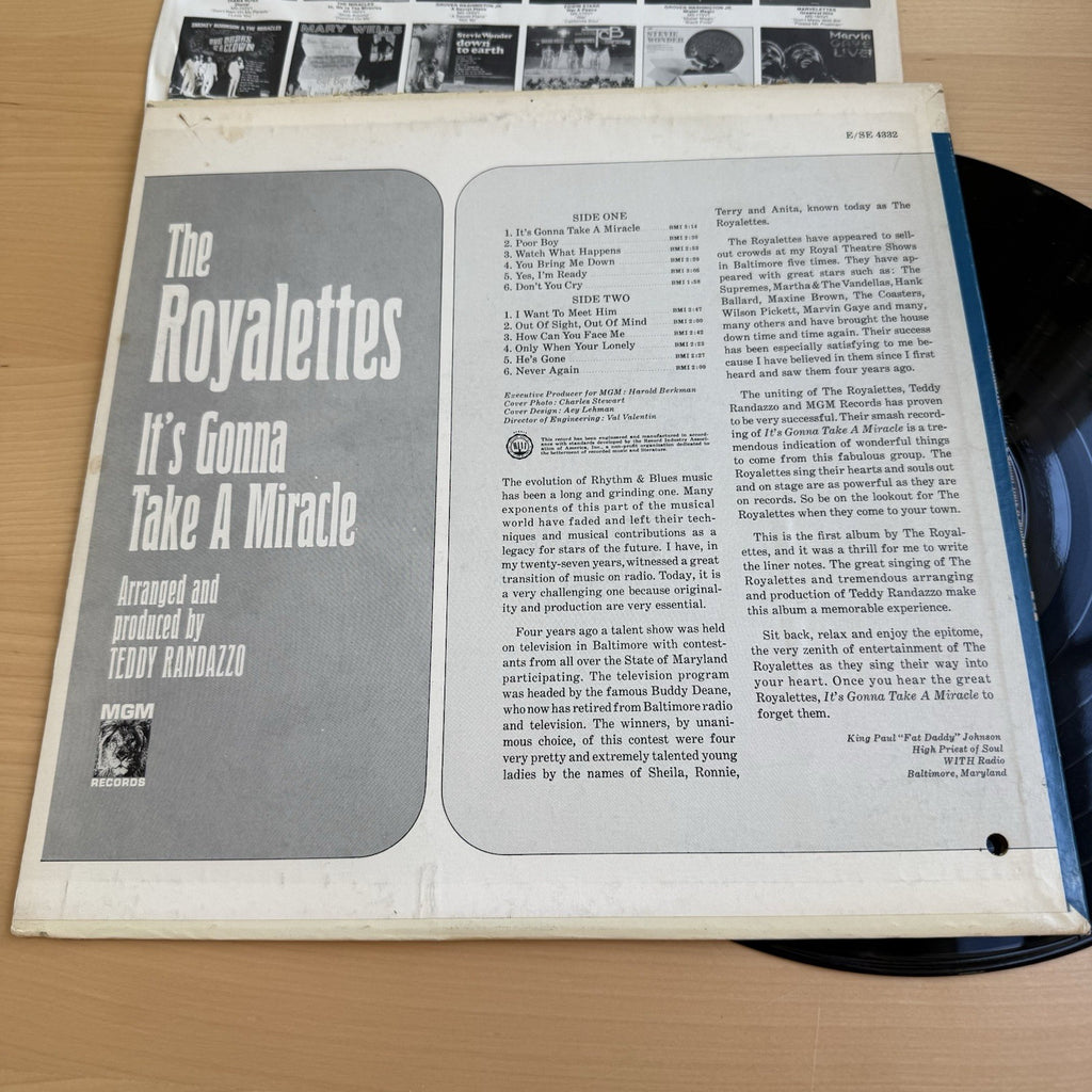 1965 The Royalettes It's Gonna Take A Miracle 1st US Stereo Press + OG Sleeve!