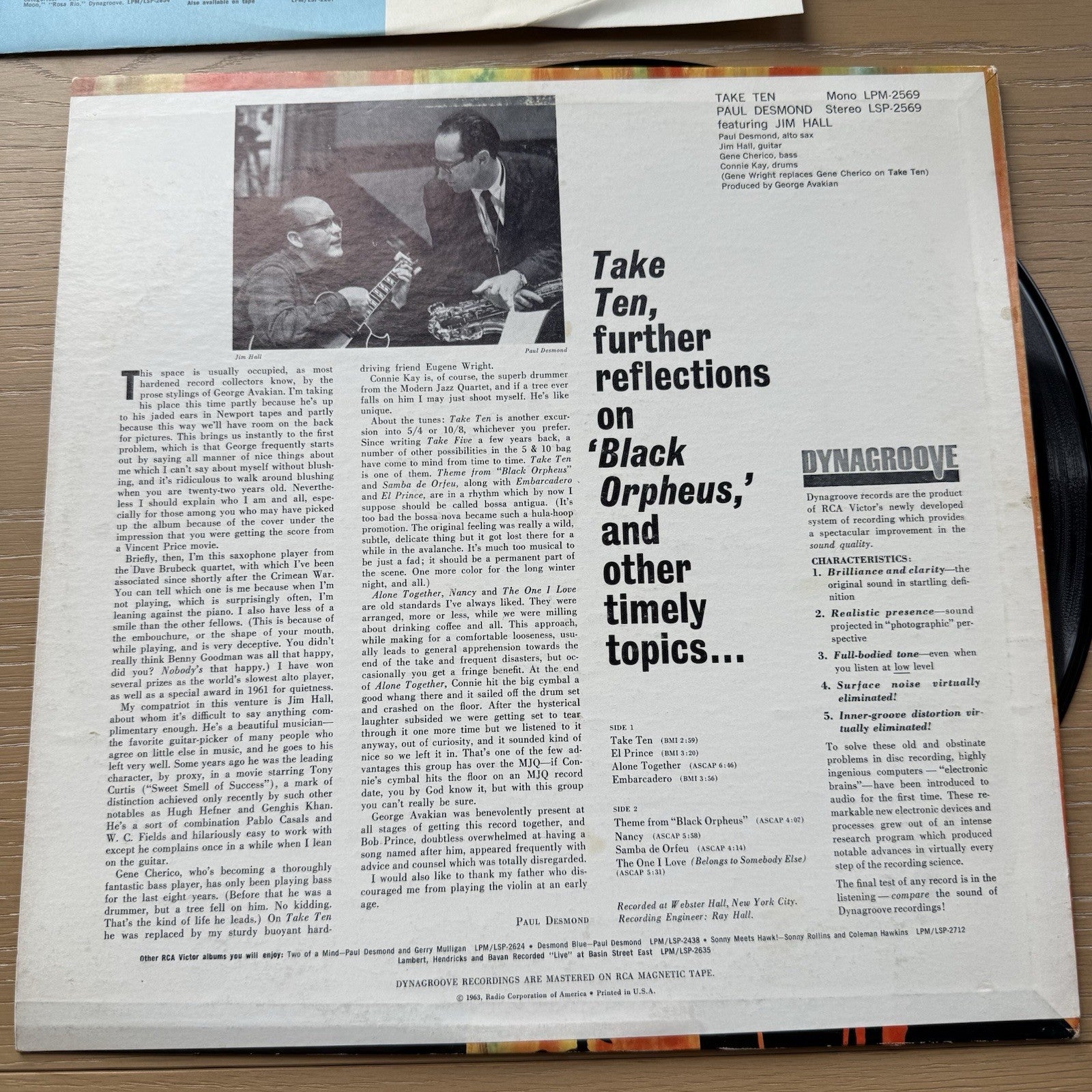 1970s Paul Desmond Take Ten US Press Vinyl LP VG+ Complete W/ Original Sleeve!