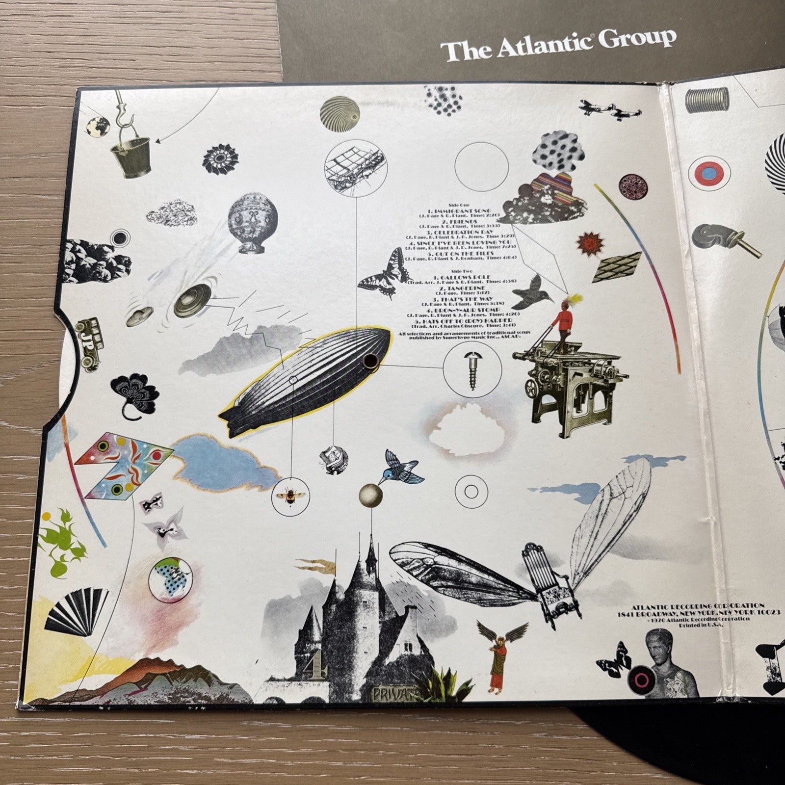 LED ZEPPELIN III 1970s US Monarch Press + Sticker Working Wheel +OG Sleeve VG+