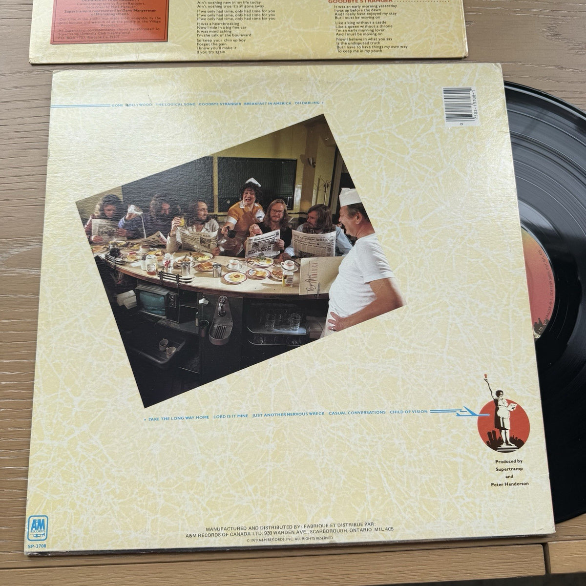 1979 SUPERTRAMP Breakfast In America Vinyl LP A&M + Original Lyric Sleeve