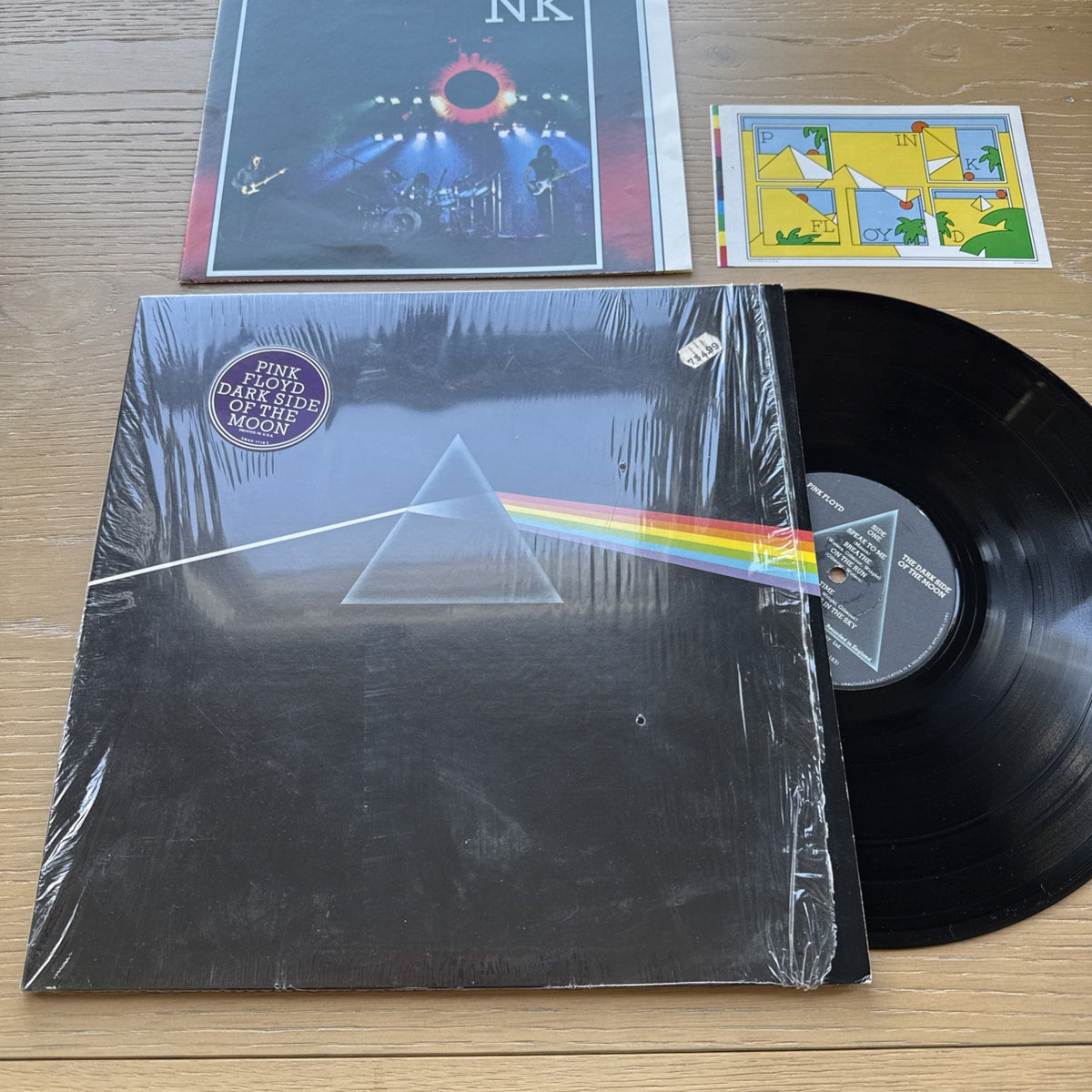 1975 PINK FLOYD Dark Side Of The Moon US Press In Shrink + Sticker VG+ OG Card