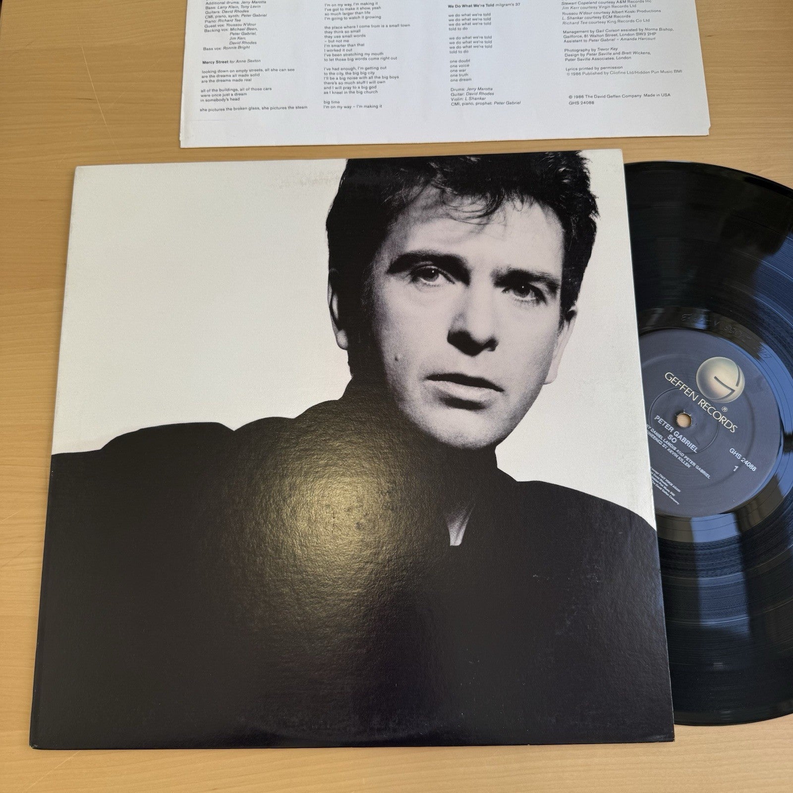 PETER GABRIEL So 1986 US 1st Press Geffen Complete W/ Original Sleeve VG+