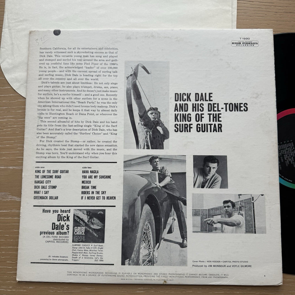 DICK DALE and His Del-Tones KING OF THE SURF GUITAR 1963 CAPITOL T1930 Mono VG+