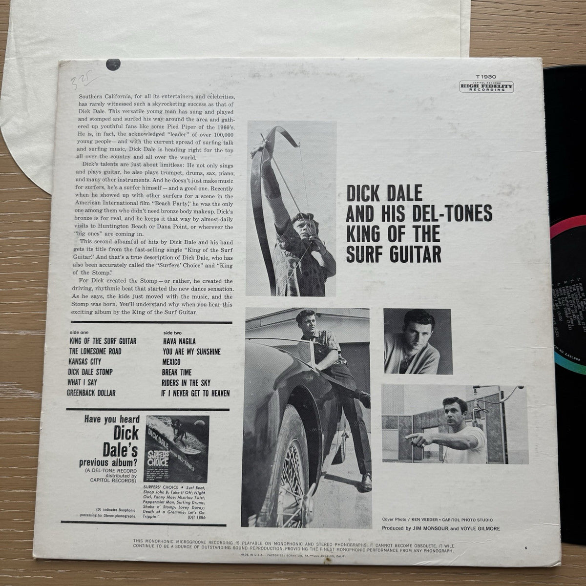 DICK DALE and His Del-Tones KING OF THE SURF GUITAR 1963 CAPITOL T1930 Mono VG+