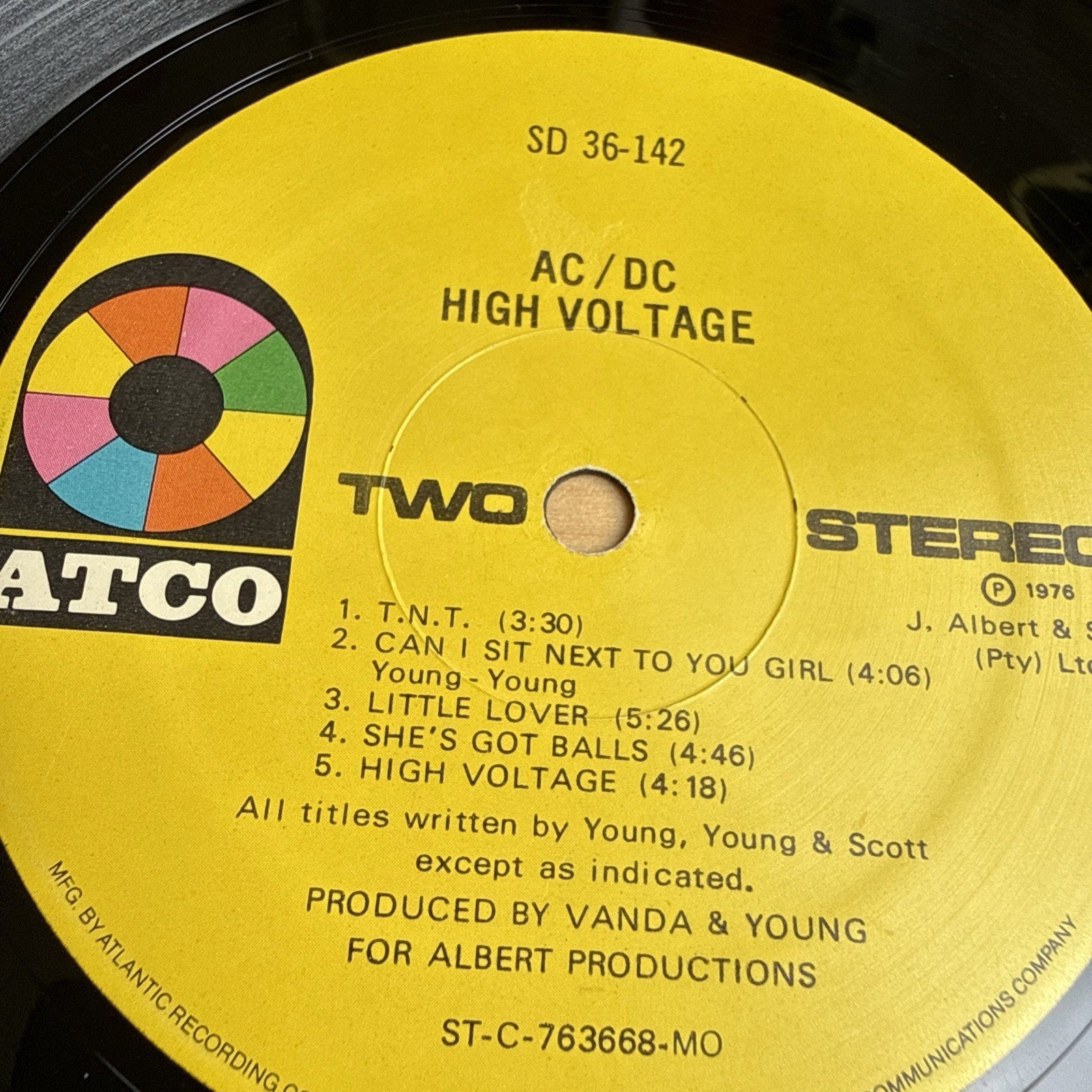 1970s AC/DC High Voltage Classic Rock Vinyl  LP Atco VG+ US Press + OG Sleeve
