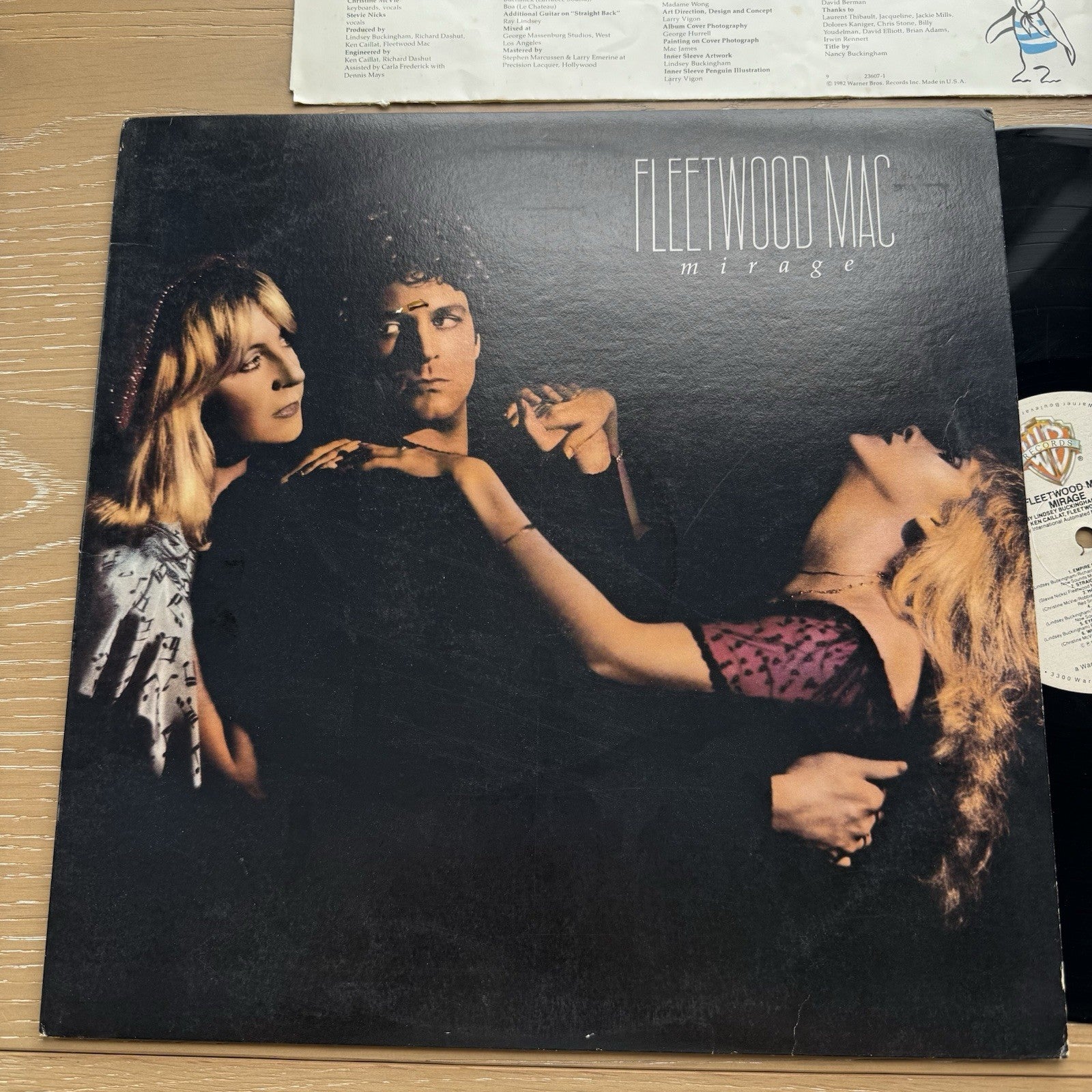 Fleetwood Mac MIRAGE lp Warner Bros. Original Inner Sleeve 1982! VG+ Vinyl!
