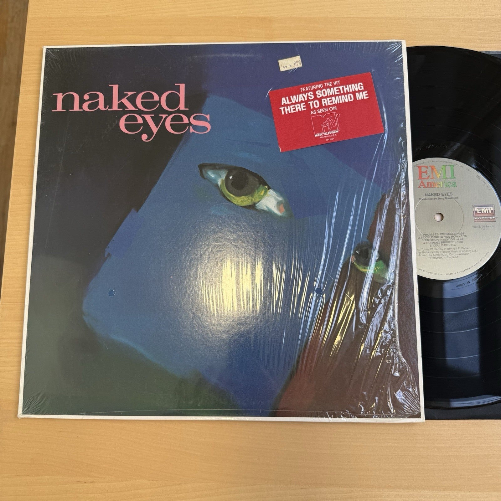 1982 NAKED EYES Self Titled Vinyl LP + OG MTV STICKER In Shrink! EX/EX US Press