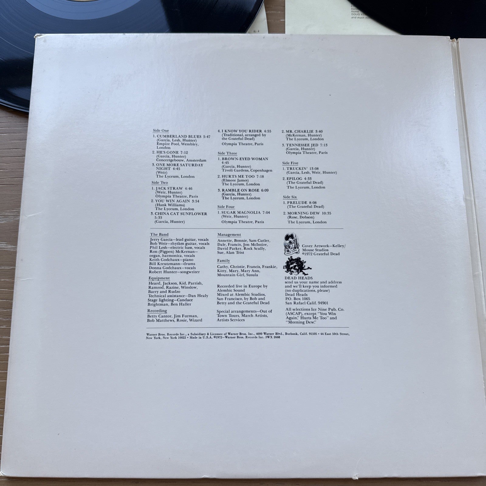 1973 The Grateful Dead Europe 3LP US Pressing VG+ W/ Original Sleeves!