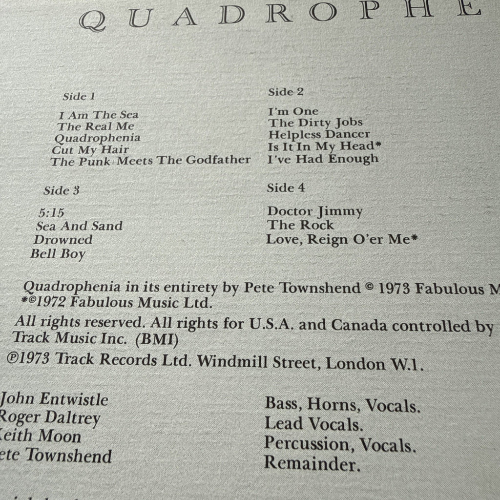 1970s  THE WHO "Quadrophenia" US Pressing Vinyl 2LP Vinyl Record! VG+