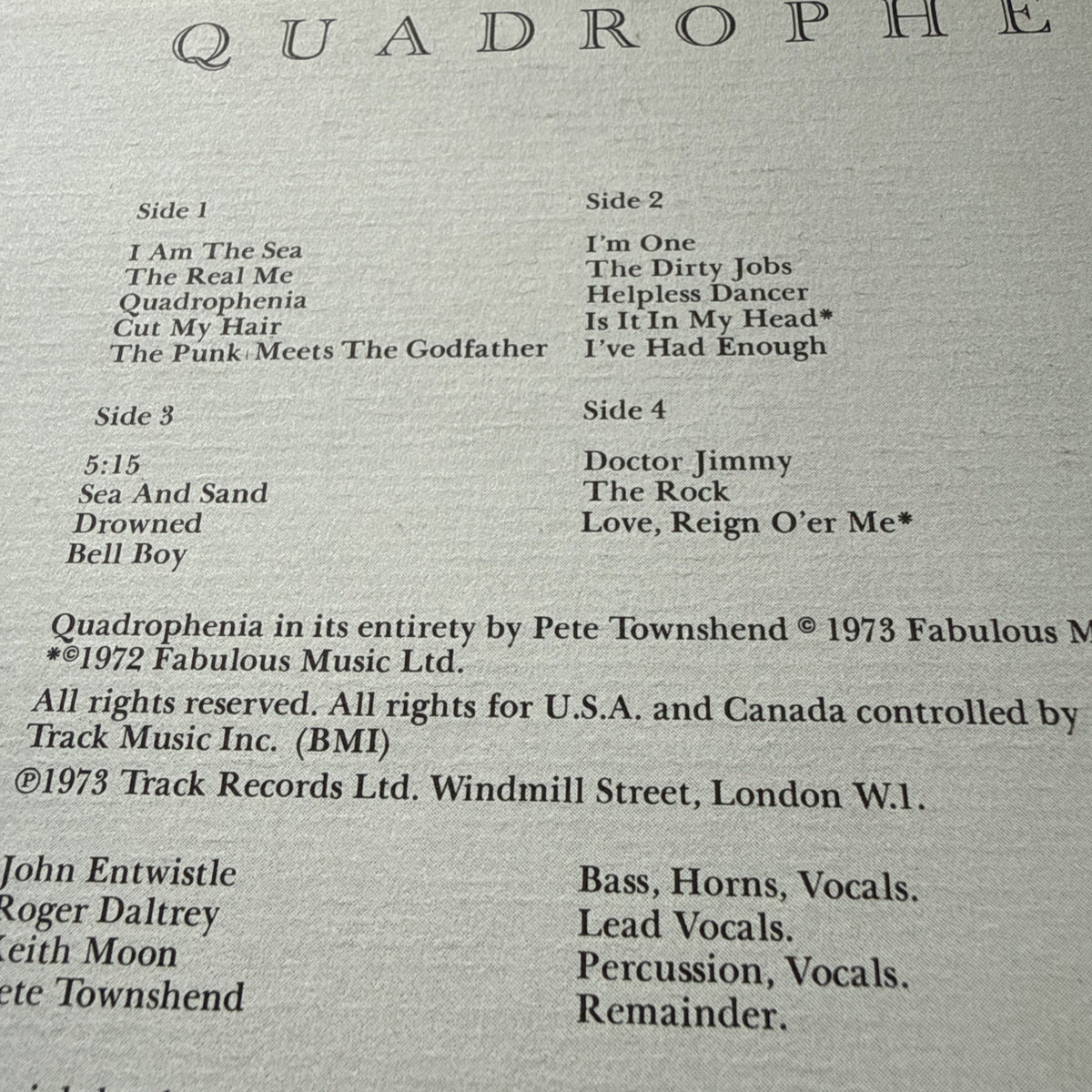 1970s  THE WHO "Quadrophenia" US Pressing Vinyl 2LP Vinyl Record! VG+