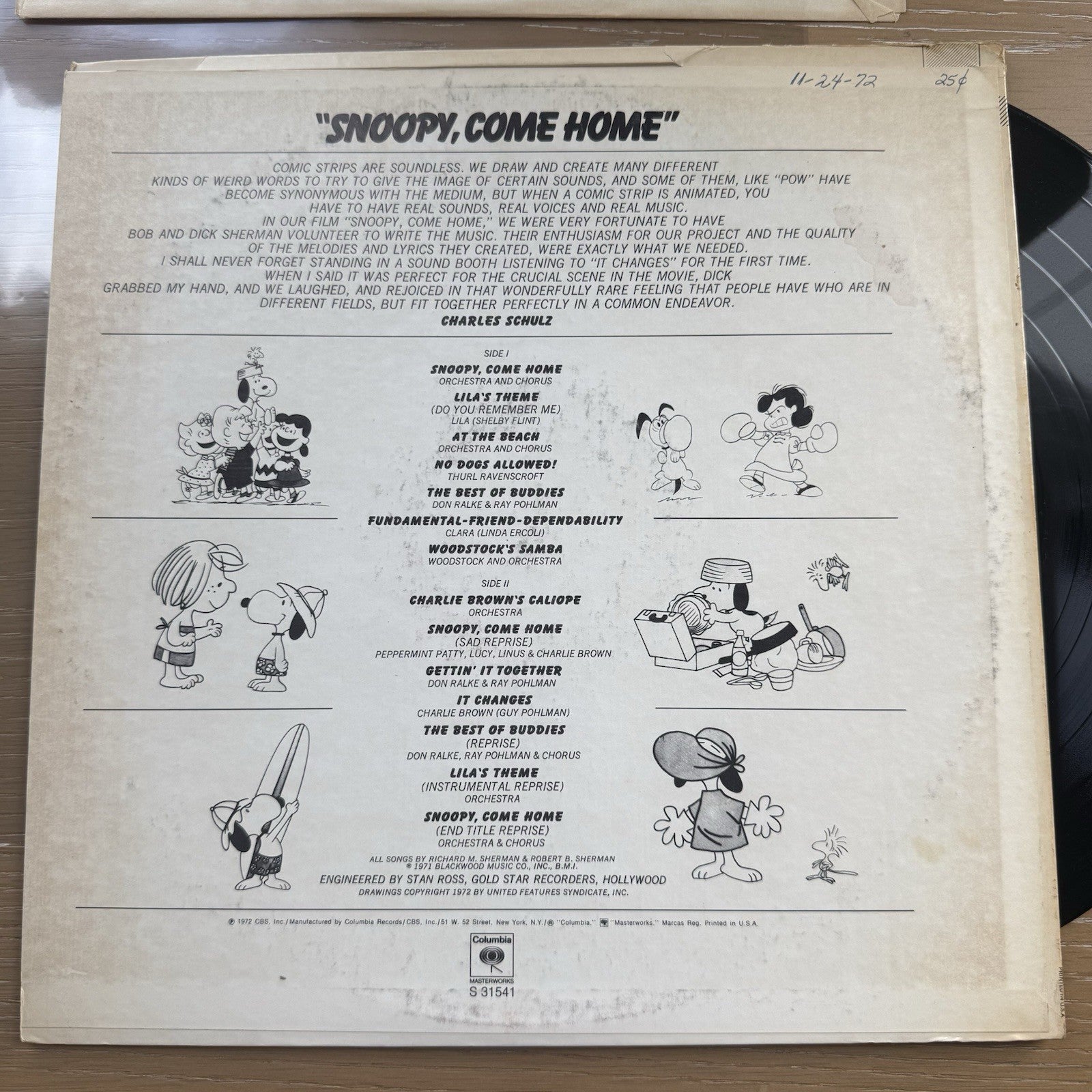 1972 Snoopy, Come Home" original soundtrack US Pressing Vinyl LO Record VG+