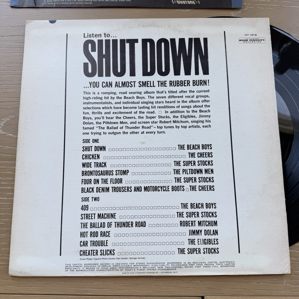 1963 SHUT DOWN Vinyl LP Beach Boys VG+ Original Sleeve 1st Duophonic US Pressing