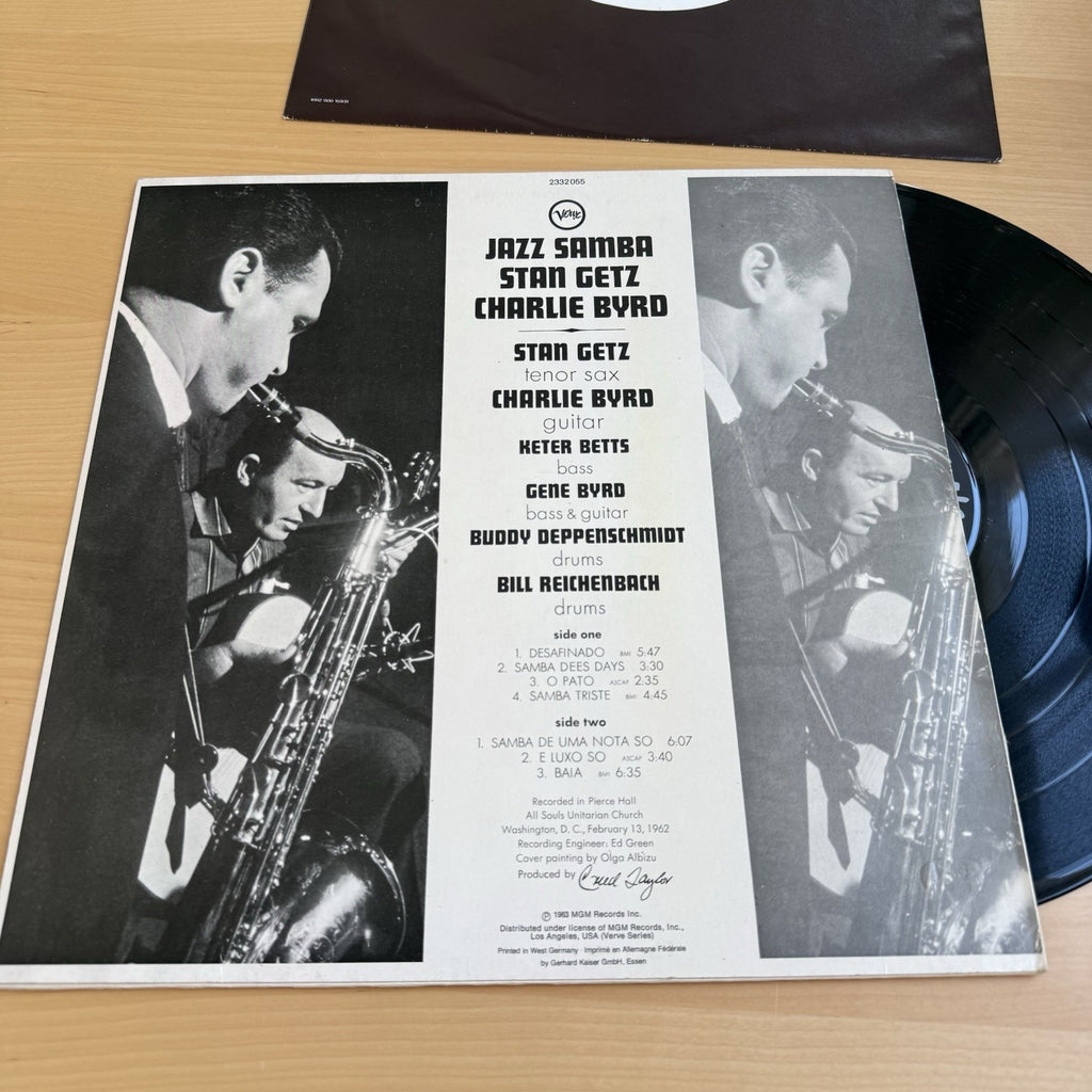 STAN GETZ CHARLIE BYRD JAZZ SAMBA VINYL VG++ VERVE Black Label German Press