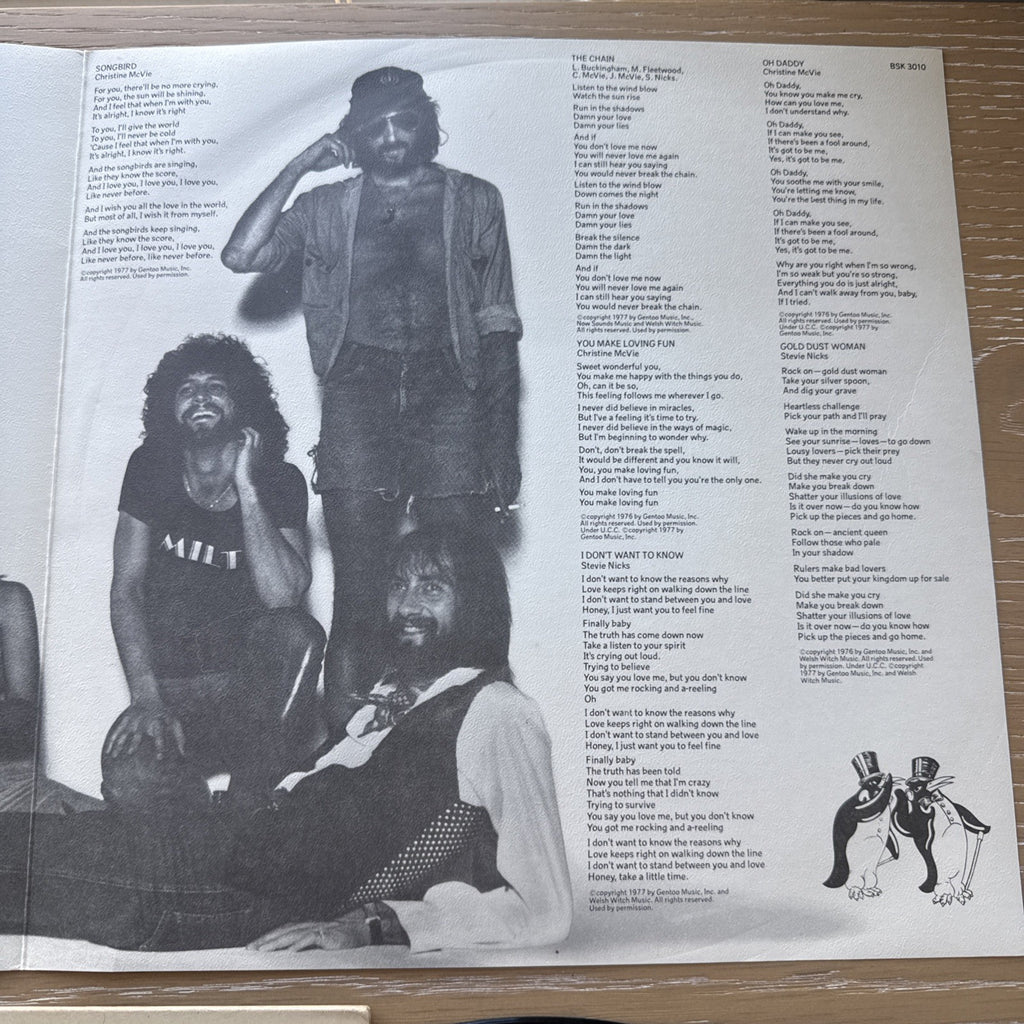 1977 Fleetwood Mac Rumours US Club Pressing VG+ W/ Original Lyric Poster