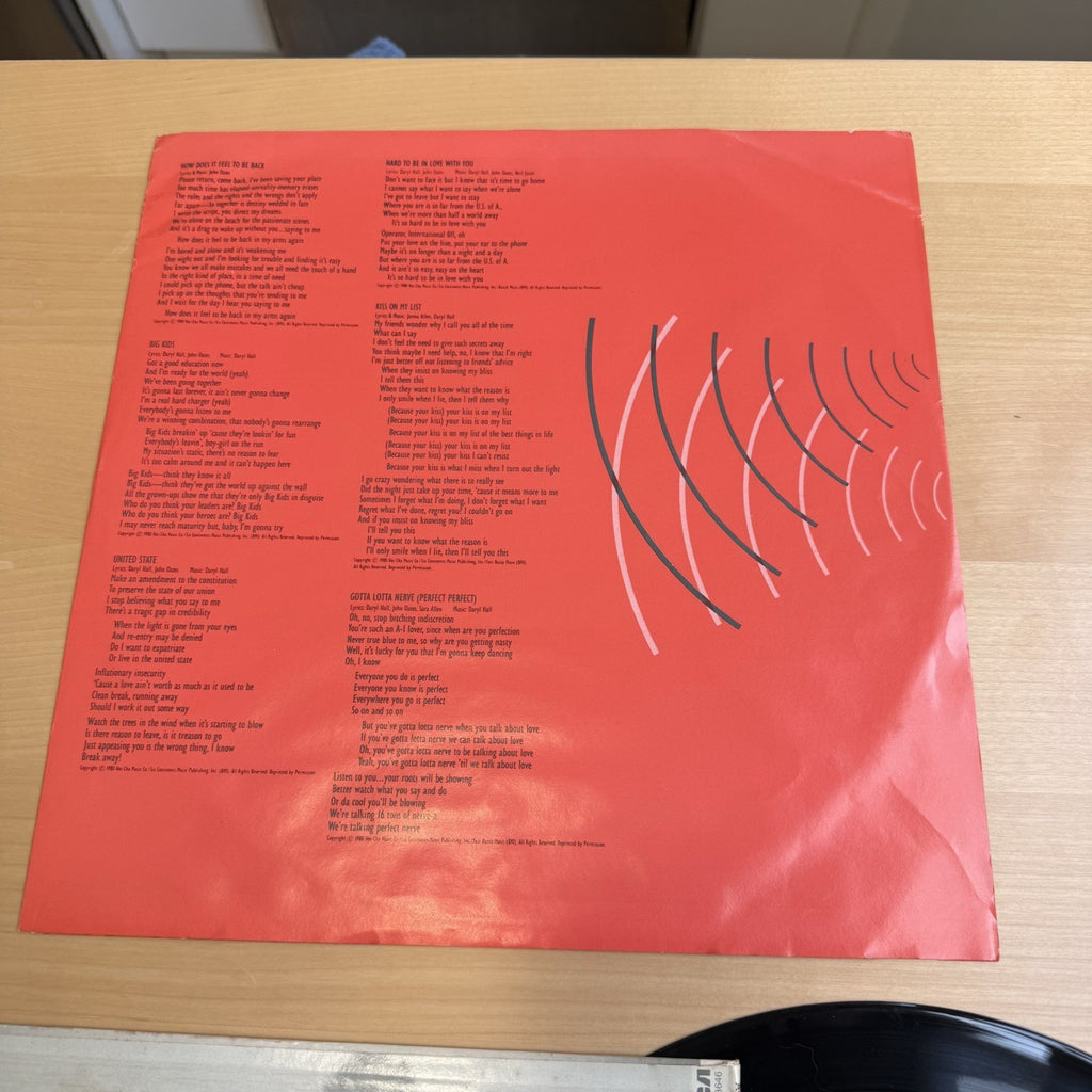1980 Daryl Hall & John Oates voices original vinyl lp lyric sleeve! US Press!