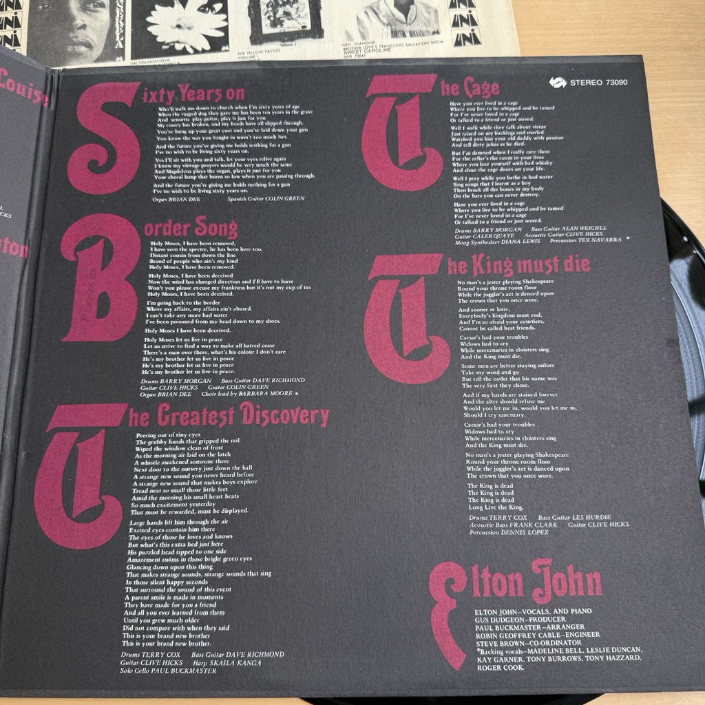 1970s Elton John Self Titled Vinyl Lp EX/EX Complete W/ Original Sleeve