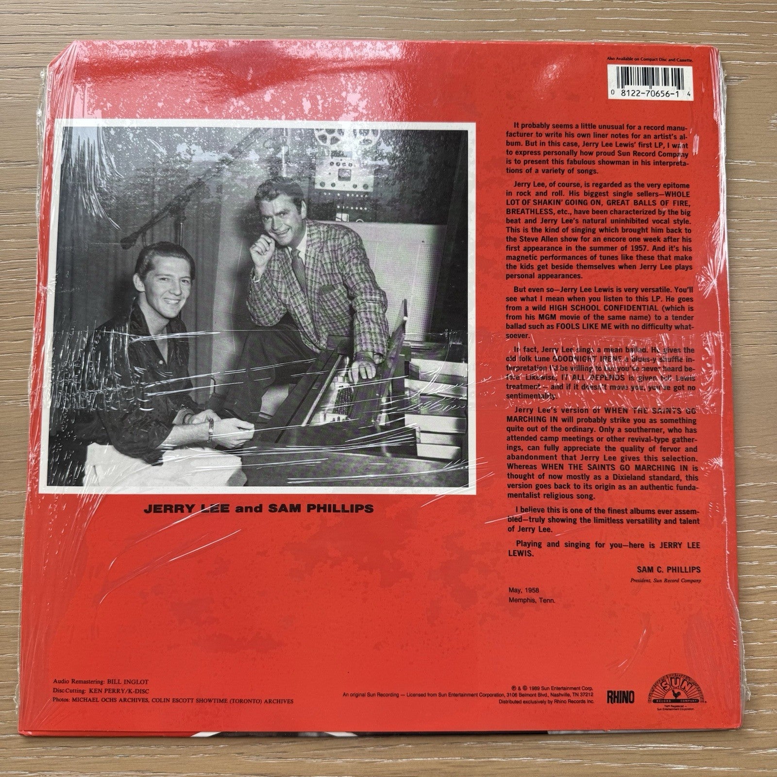 1989 JERRY LEE LEWIS LP SEALED Rhino  Cut-Out  Vintage US Press Vinyl Lp Record