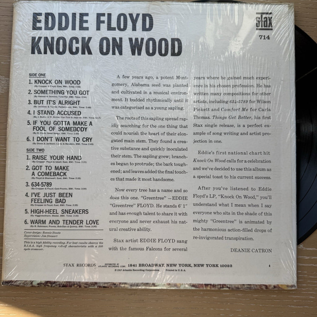 1967 EDDIE FLOYD Knock On Wood OG MONO US Press LP In Shrink + OG Store Sticker!