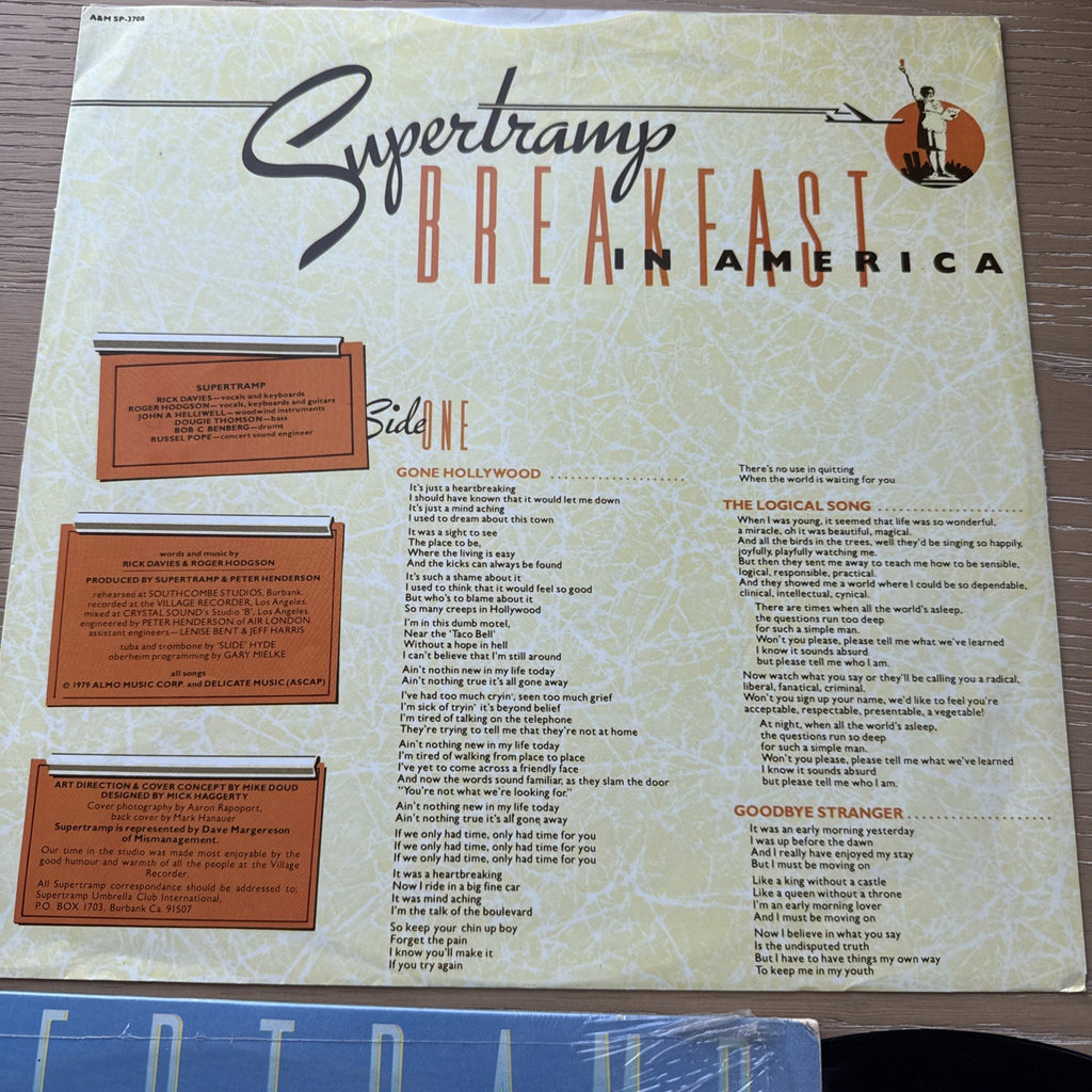 1979 SUPERTRAMP Breakfast In America LP + OG Lyric Sleeve VG+ In Shrink + Hype