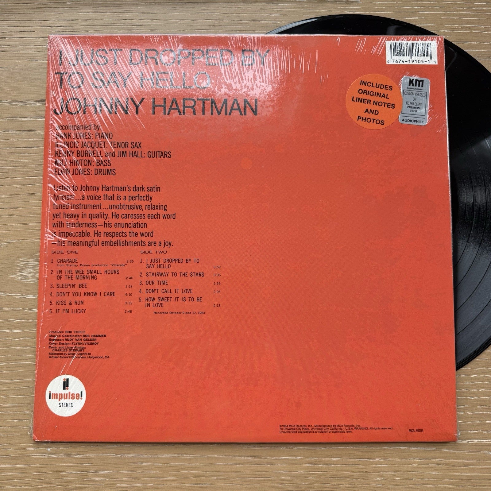 Johnny Hartman I Just Dropped By To Say Hello LP In Shrink! Sleeve VG++ US Press