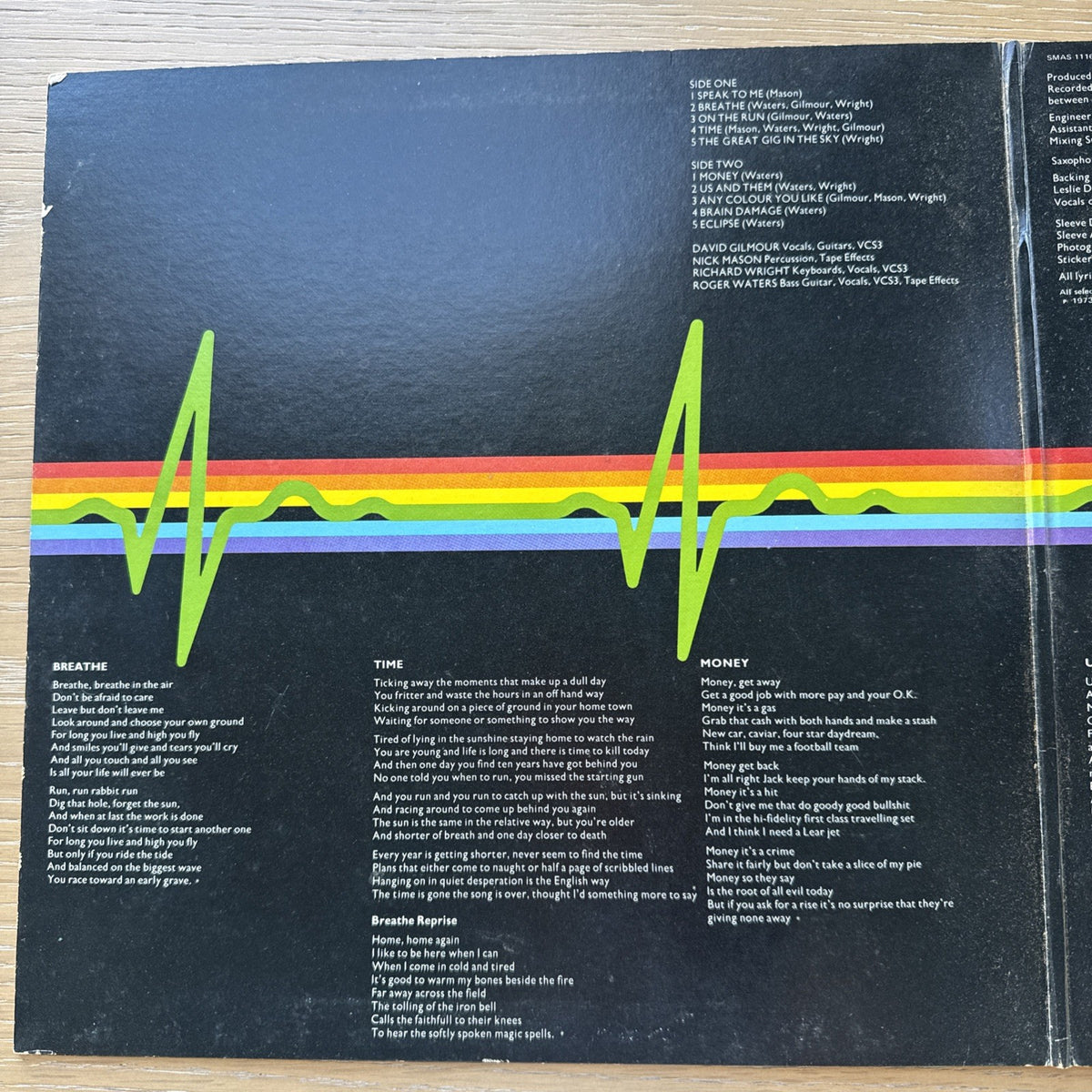 1973 PINK FLOYD Dark Side Of The Moon 1st US Winchester Wly Master Press VG+