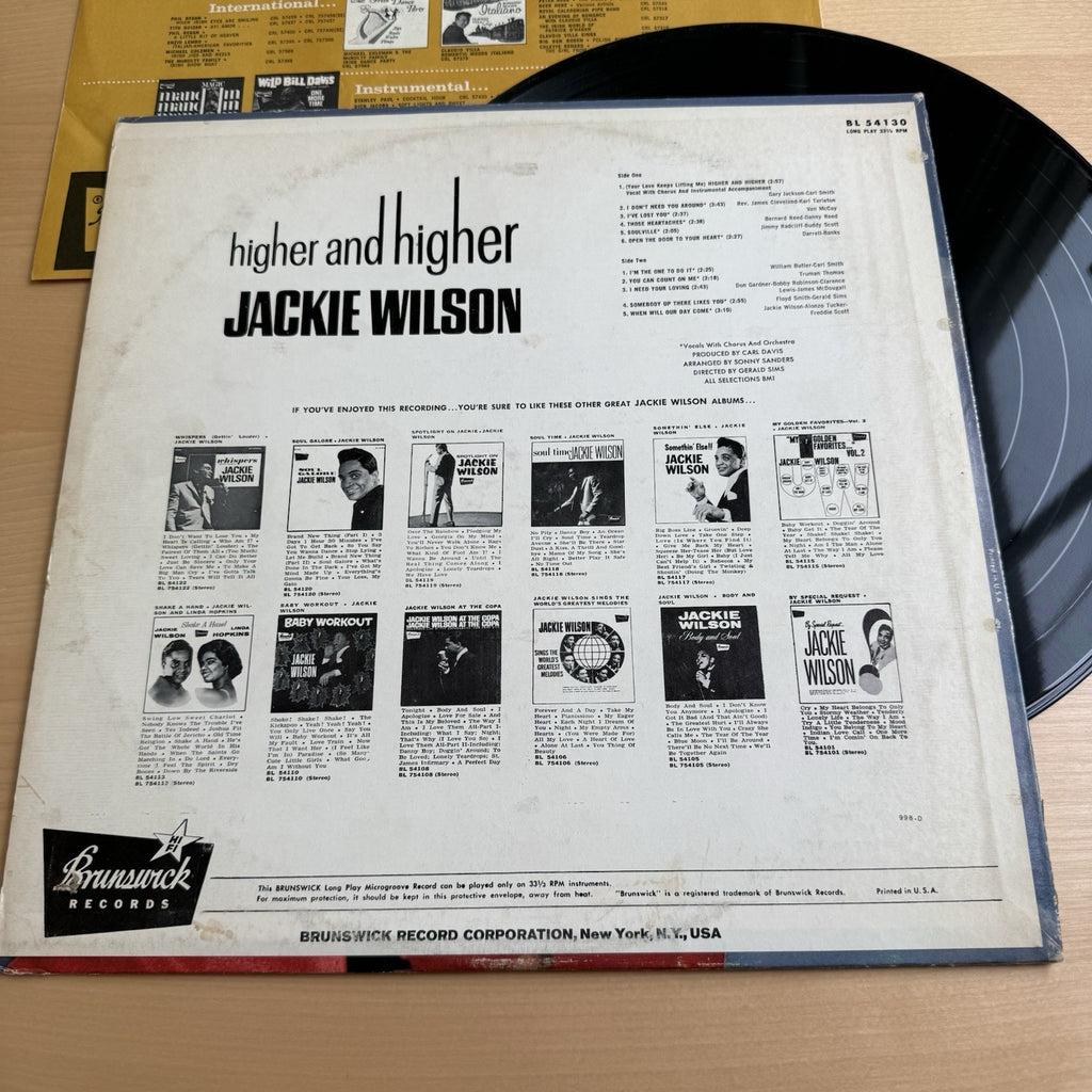Jackie Wilson Higher And Higher LP Brunswick 1967 US Press stereo original vinyl