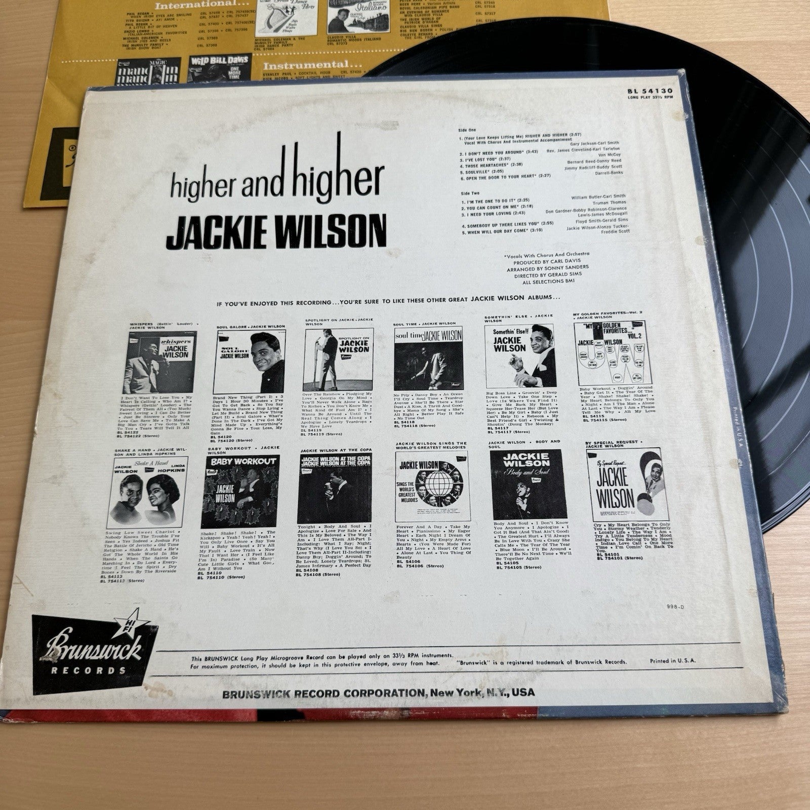 Jackie Wilson Higher And Higher LP Brunswick 1967 US Press stereo original vinyl