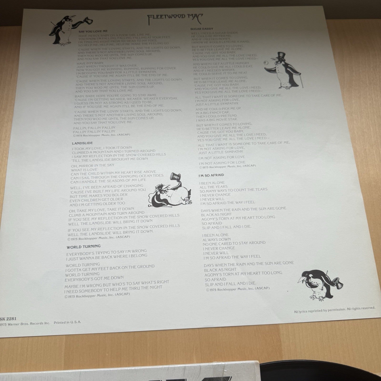 Fleetwood Mac Self Titled LP 1975 Original 1st US Press + Lyric Insert VG++